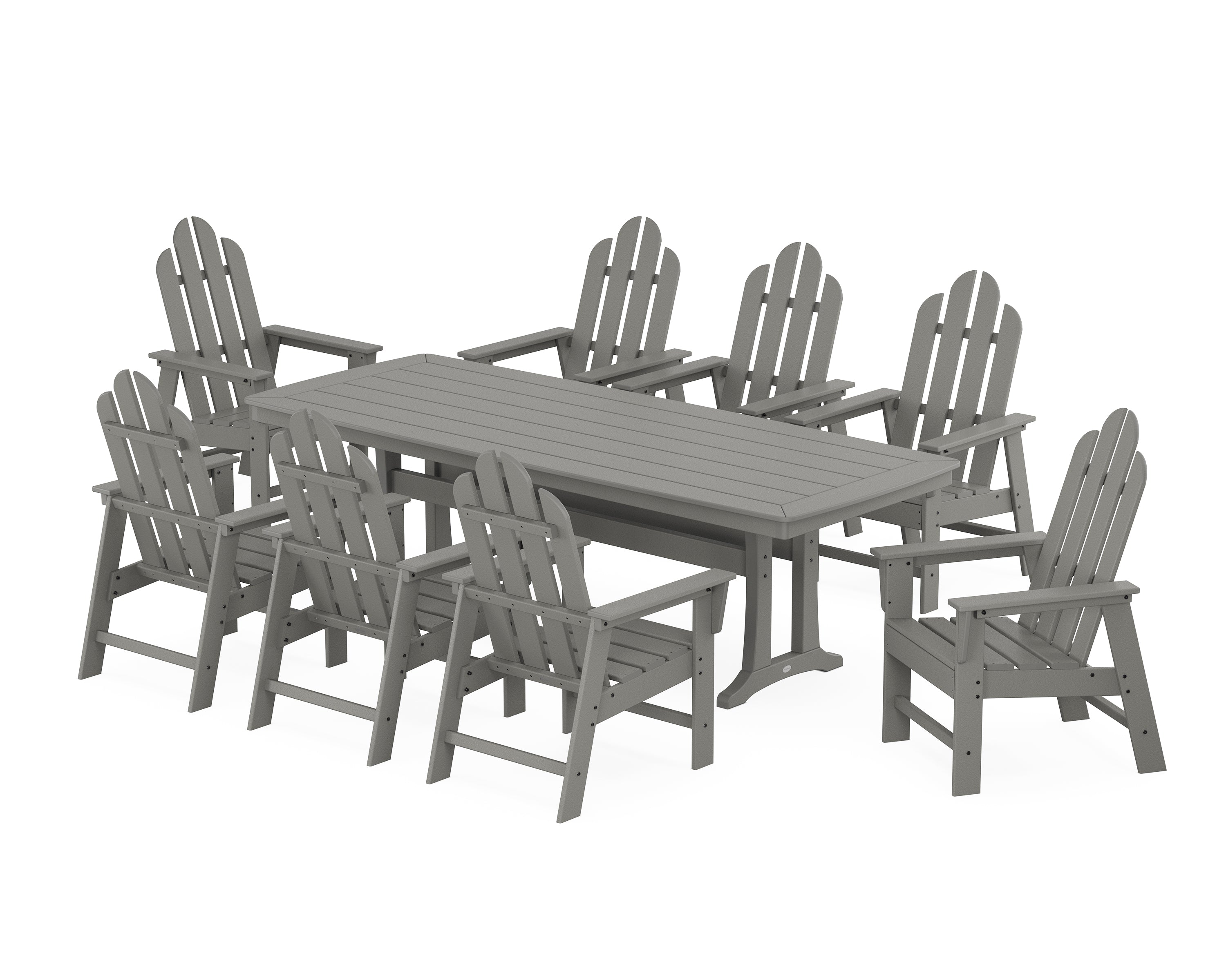 POLYWOOD® Long Island 9-Piece Dining Set with Trestle Legs in Slate Grey