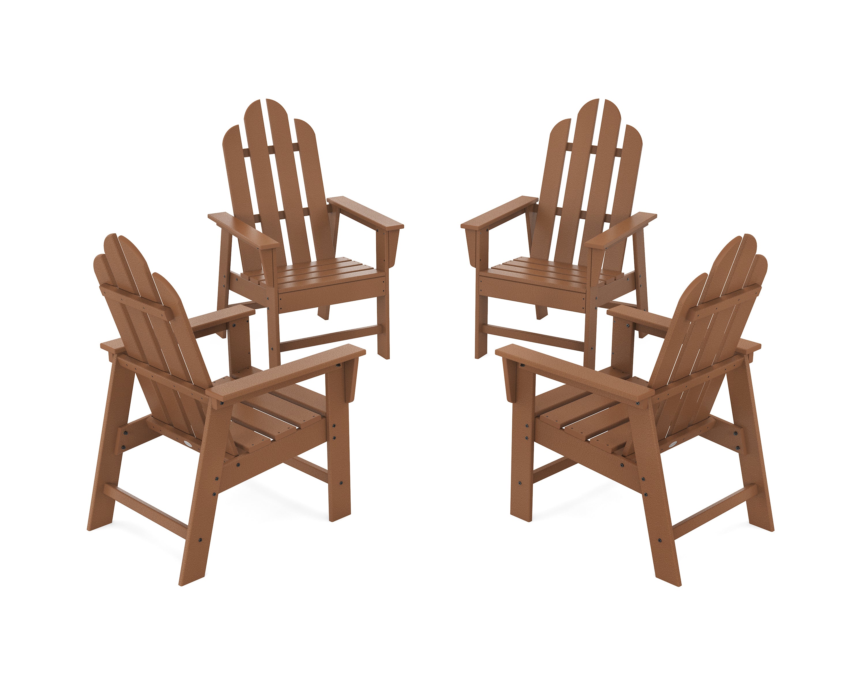 POLYWOOD Long Island 4-Piece Upright Adirondack Conversation Set in Teak