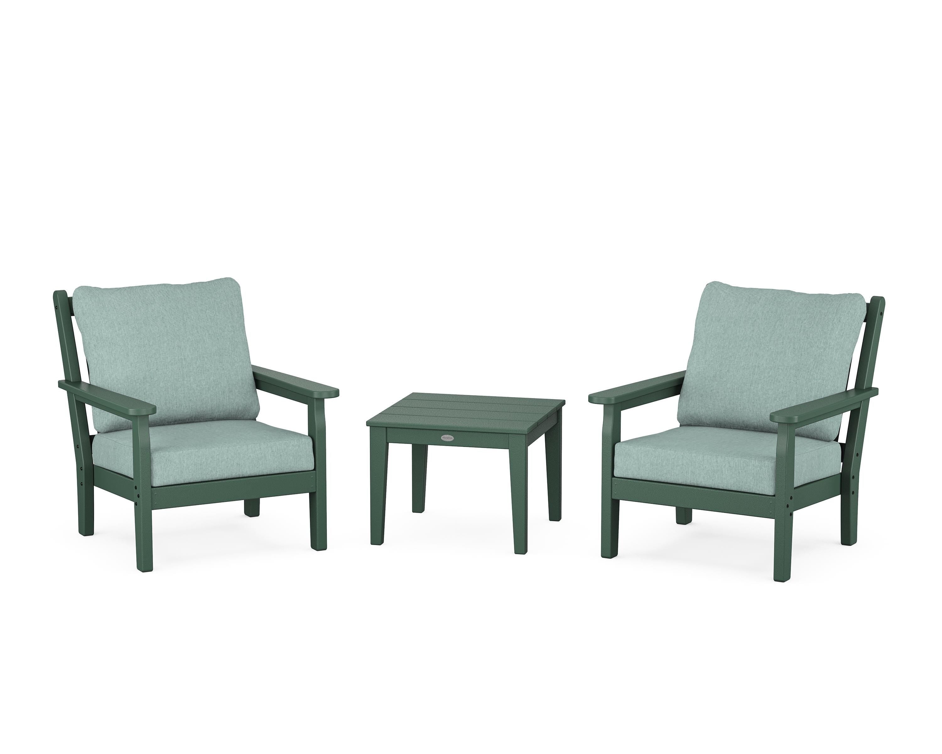 POLYWOOD Chippendale 3-Piece Deep Seating Set in Green / Glacier Spa