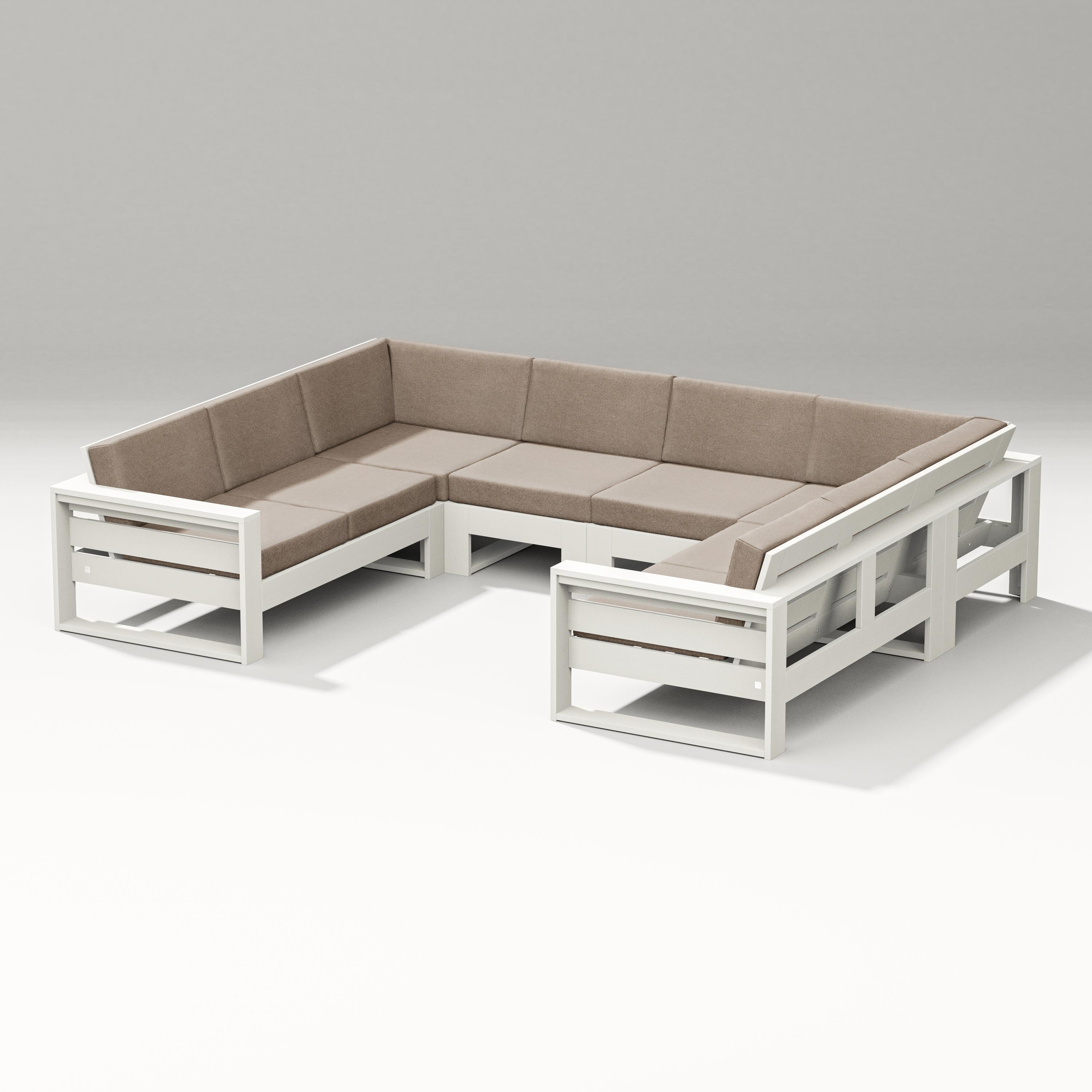 PW Designer Series Latitude U-Shaped Sectional in Vintage White / Spiced Burlap