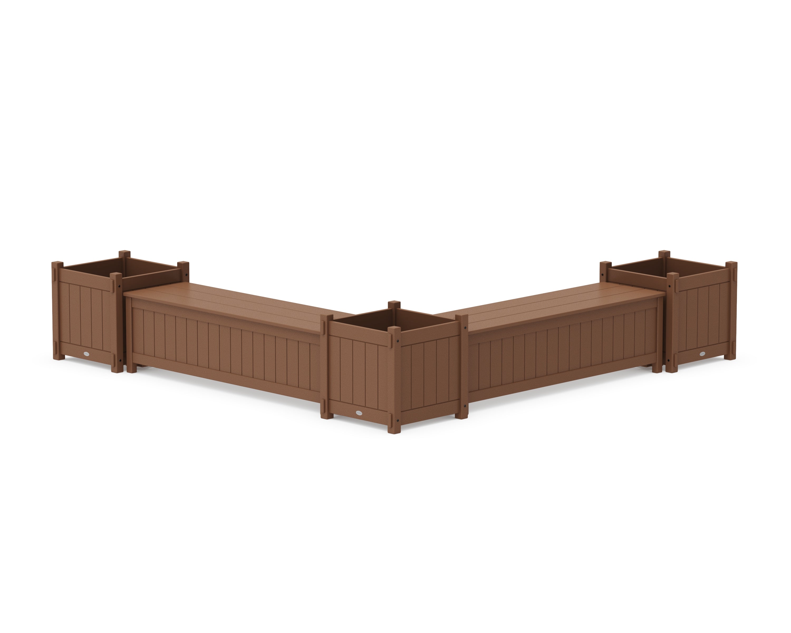 POLYWOOD 60" Vineyard L- Shaped Planter Storage Bench Corner Set- Large in Teak