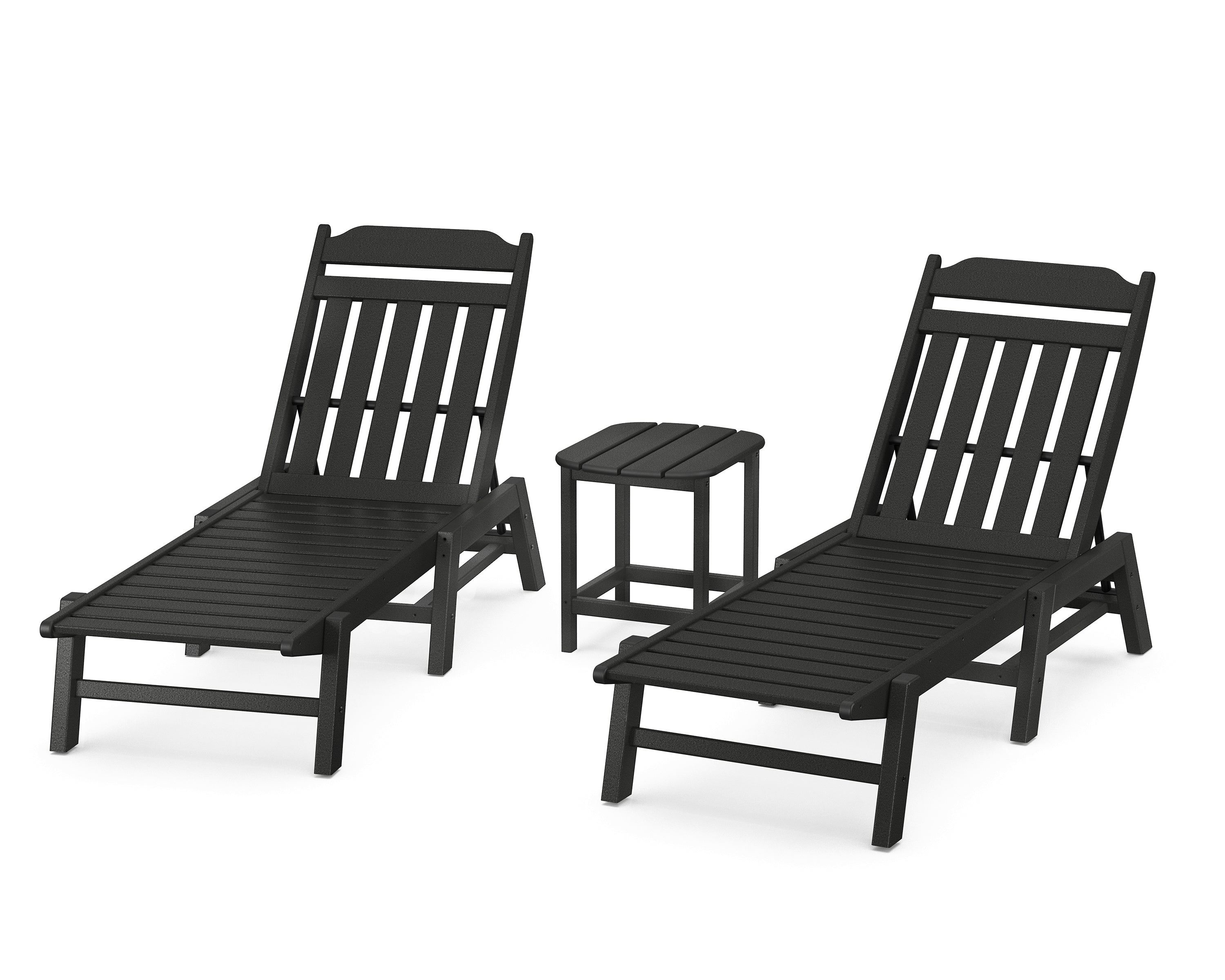 POLYWOOD Country Living 3-Piece Chaise Set in Black