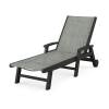 POLYWOOD Coastal Chaise with Wheels in Black / Birch Sling