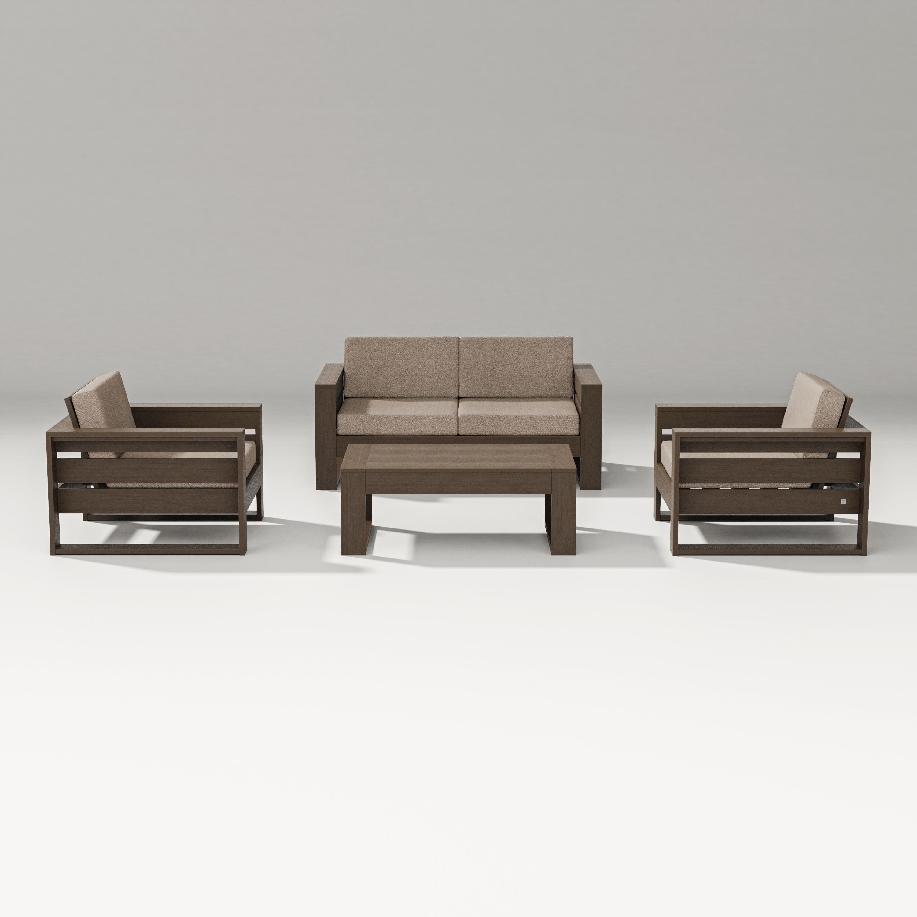 PW Designer Series Latitude 4-Piece Lounge Loveseat Set in Kona / Spiced Burlap