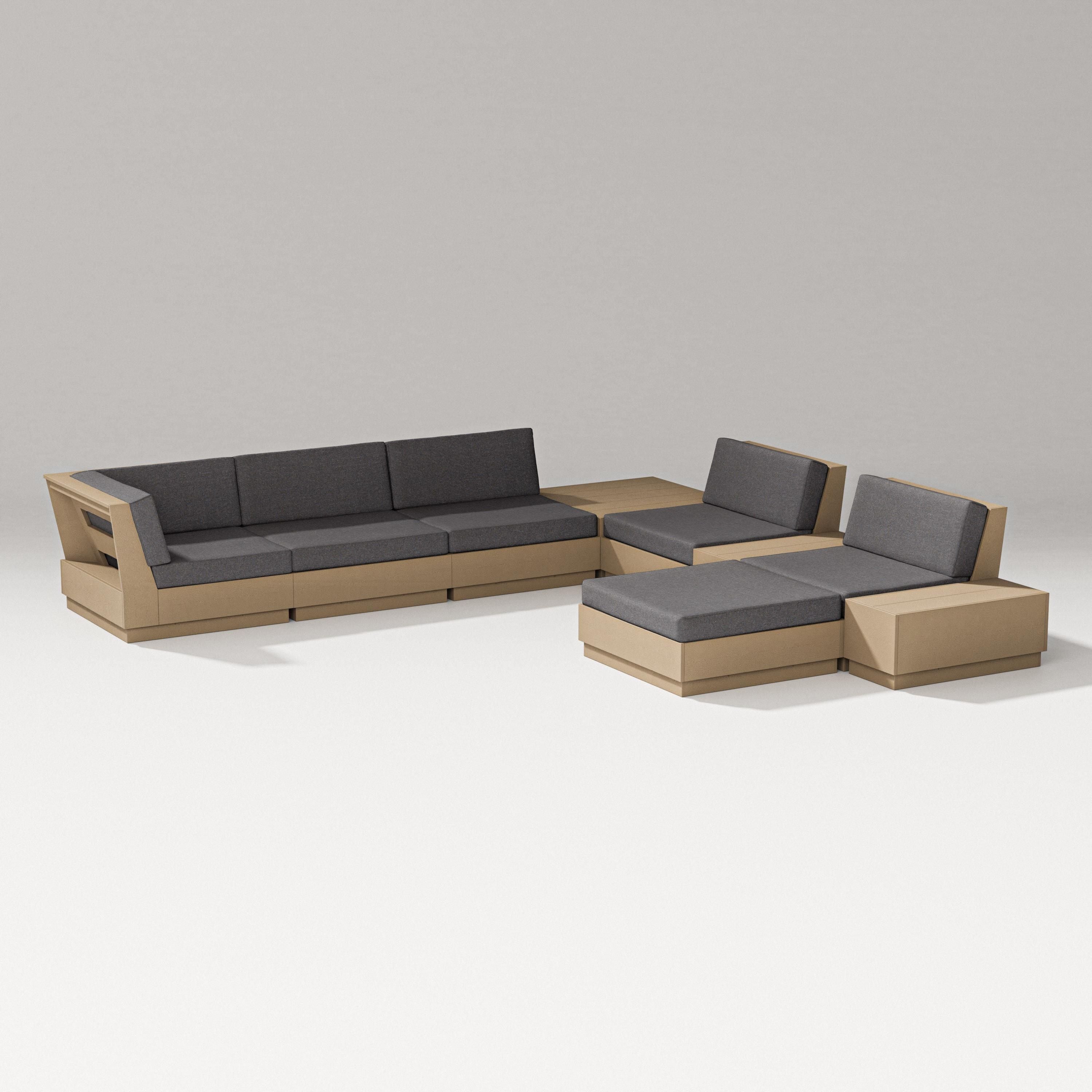 PW Designer Series Elevate 9-Piece Conversation Sectional in Vintage Sahara / Ash Charcoal