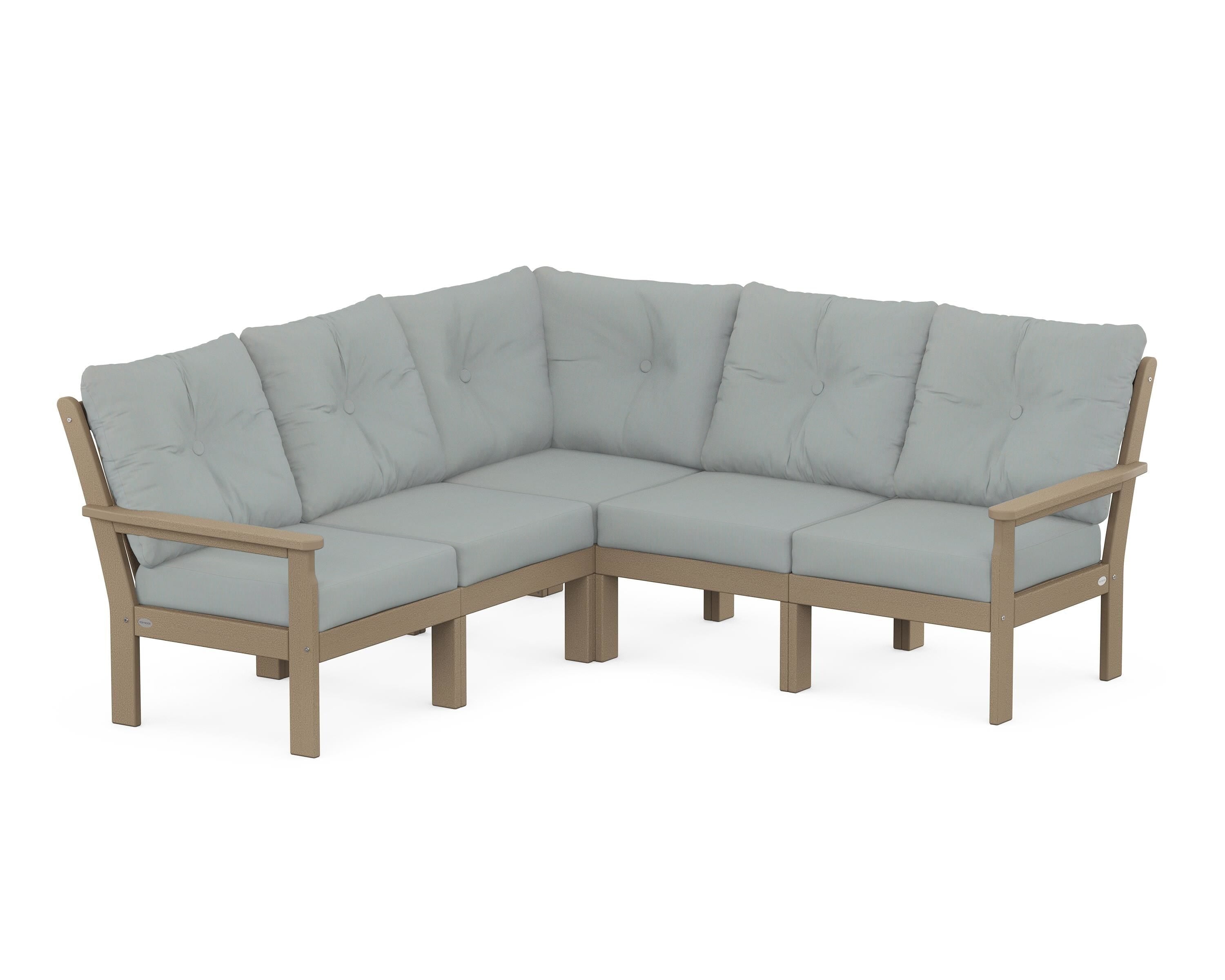 POLYWOOD Vineyard 5-Piece Sectional in Vintage Sahara / Spa