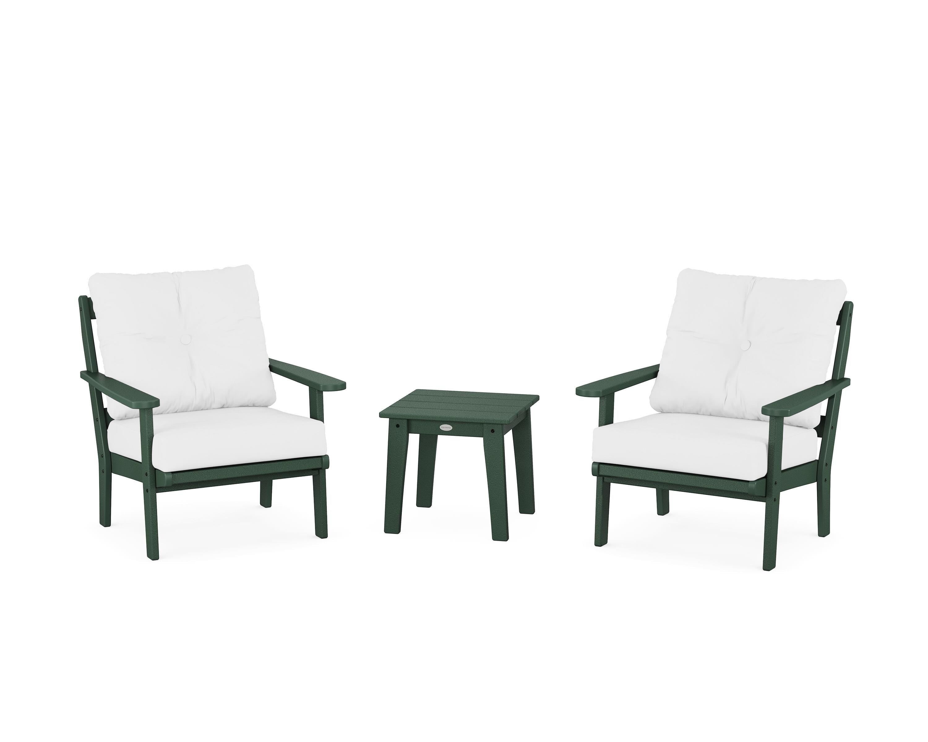 POLYWOOD Mission 3-Piece Deep Seating Set in Green / Natural
