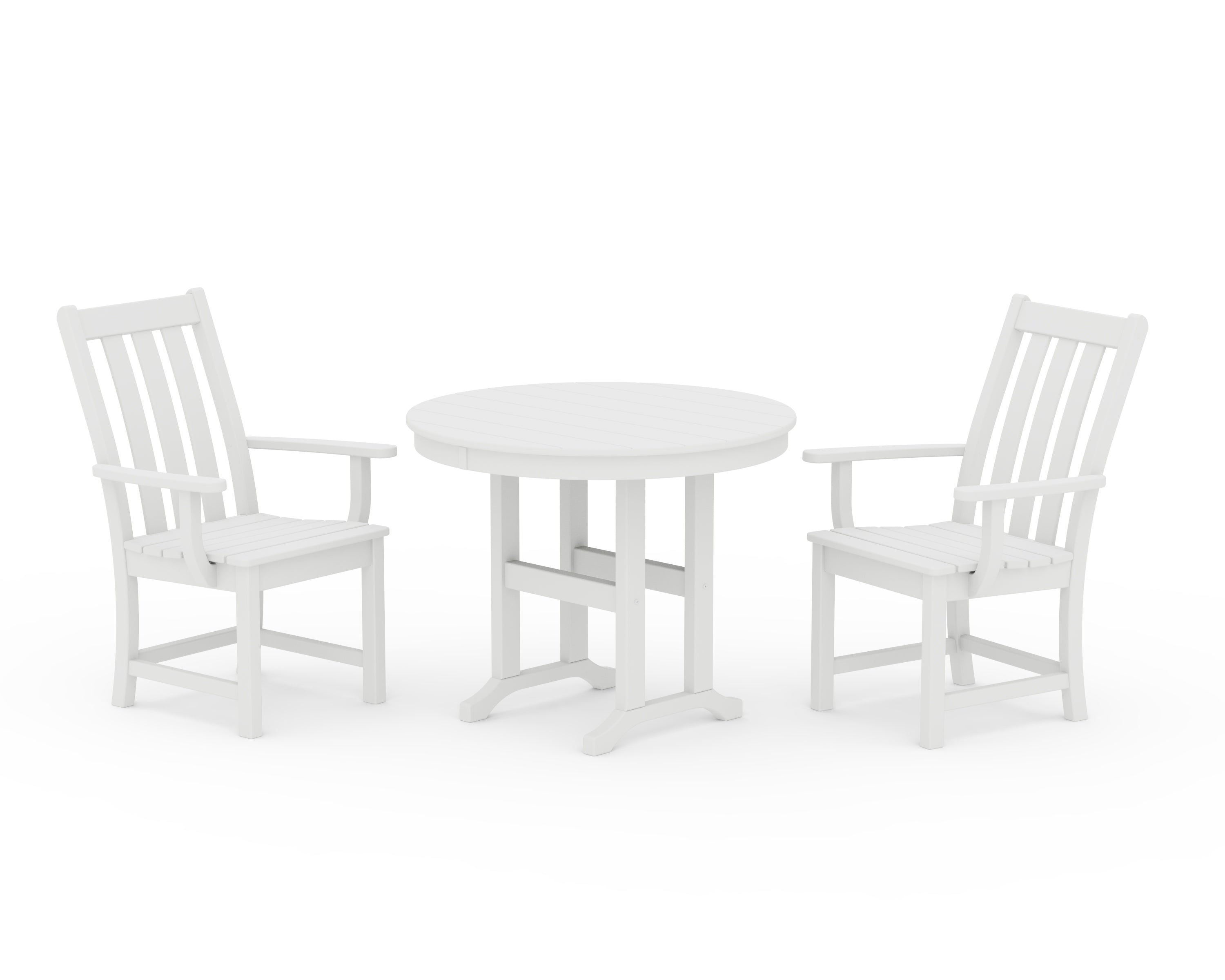 POLYWOOD Vineyard 3-Piece Round Dining Set in White