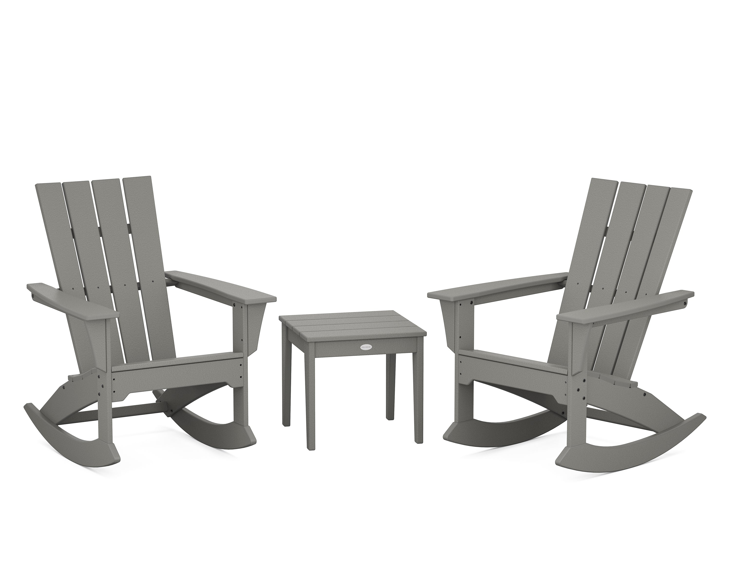 POLYWOOD Quattro 3-Piece Rocker Set in Slate Grey