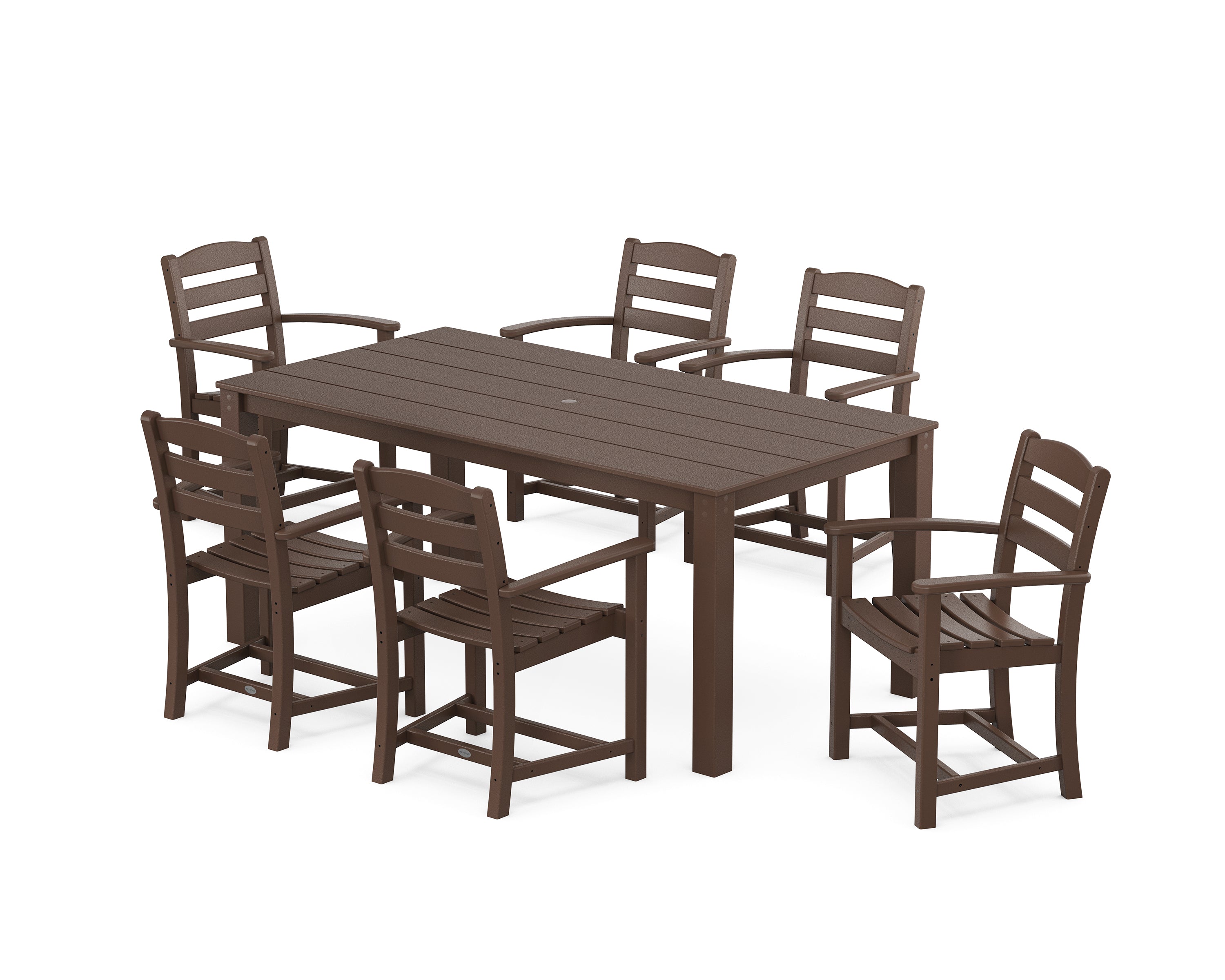 POLYWOOD La Casa Cafe' Arm Chair 7-Piece Parsons Dining Set in Mahogany