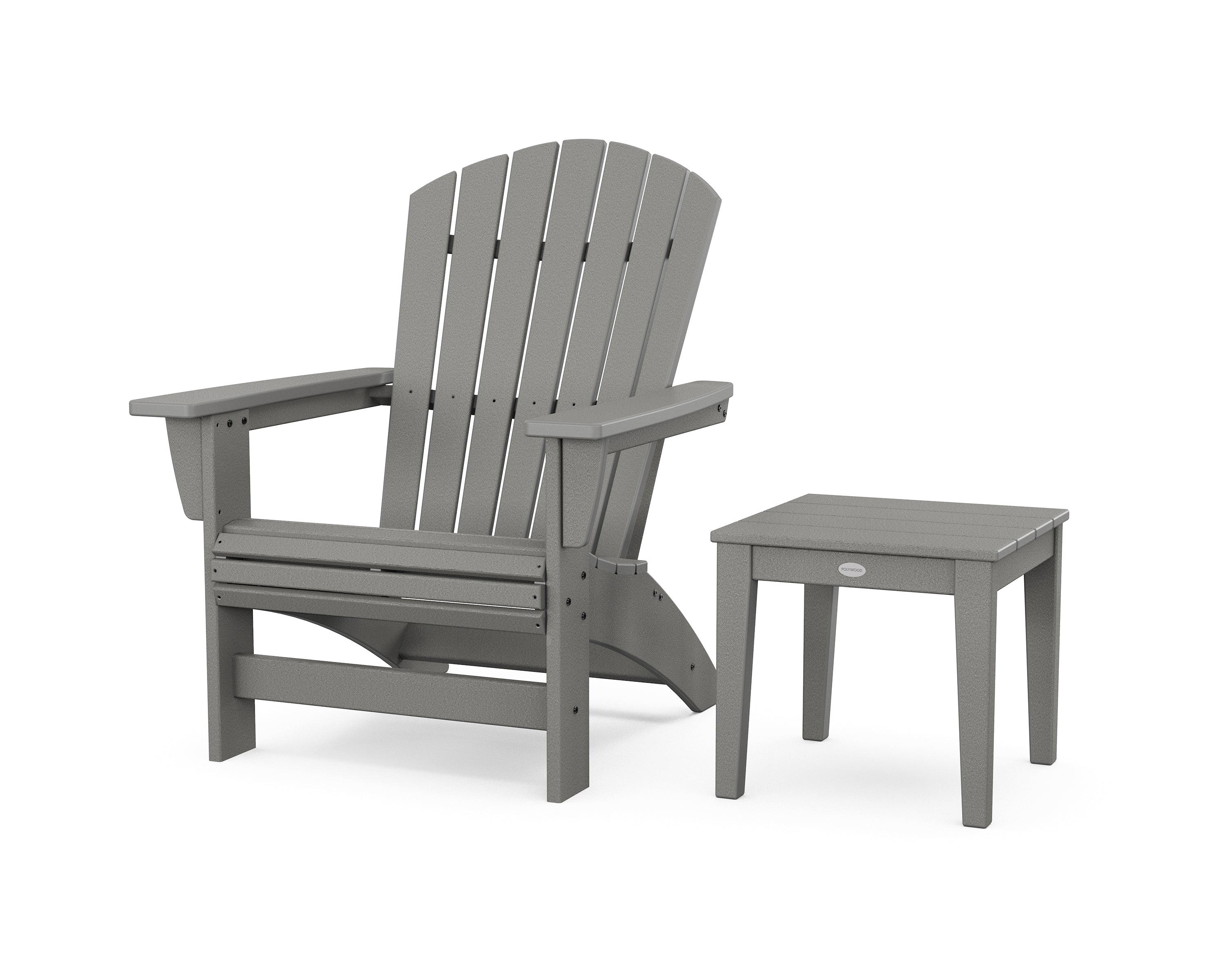 POLYWOOD Nautical Grand Adirondack Chair with Side Table in Slate Grey