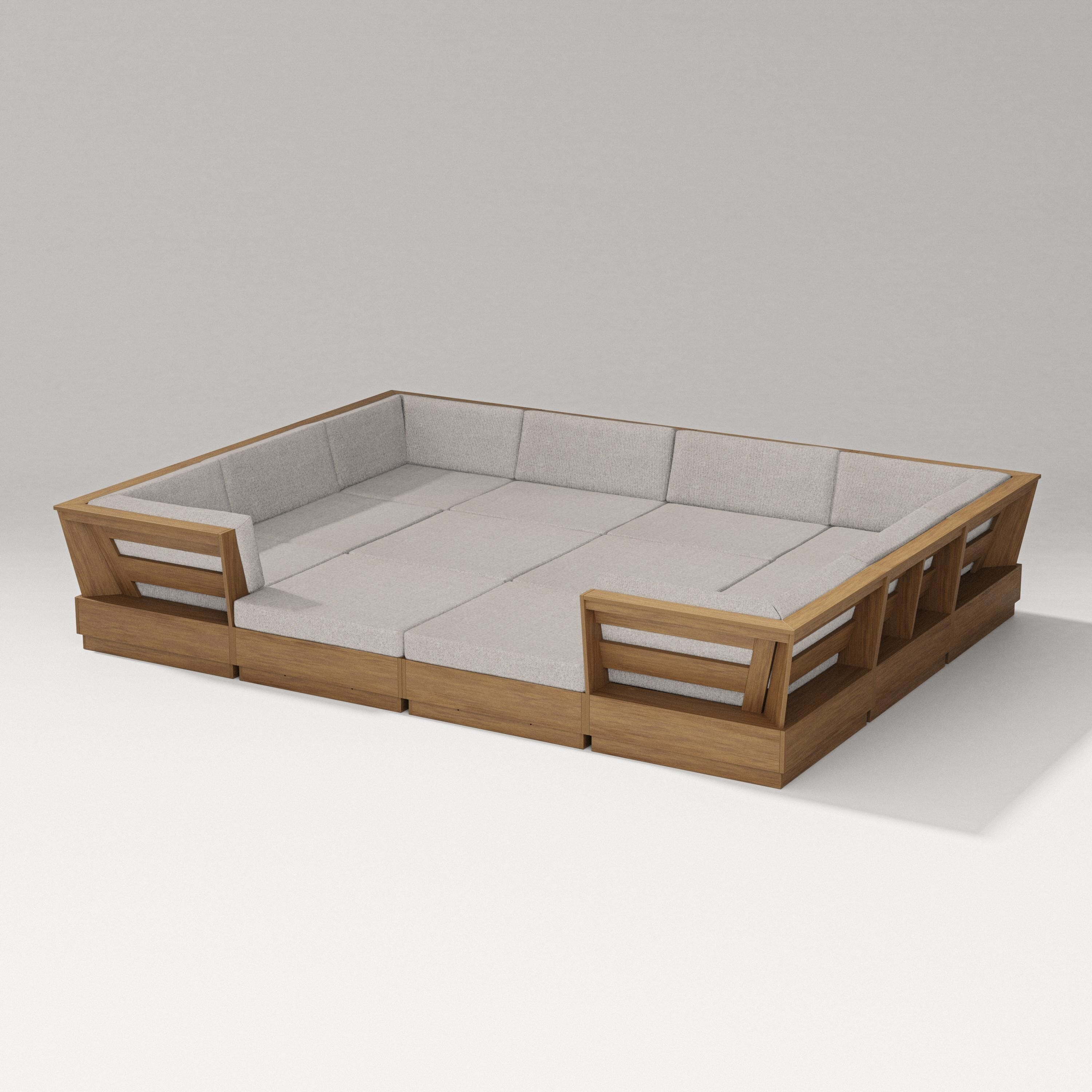 PW Designer Series Elevate 12-Piece Pit Sectional in Natural / Weathered Tweed
