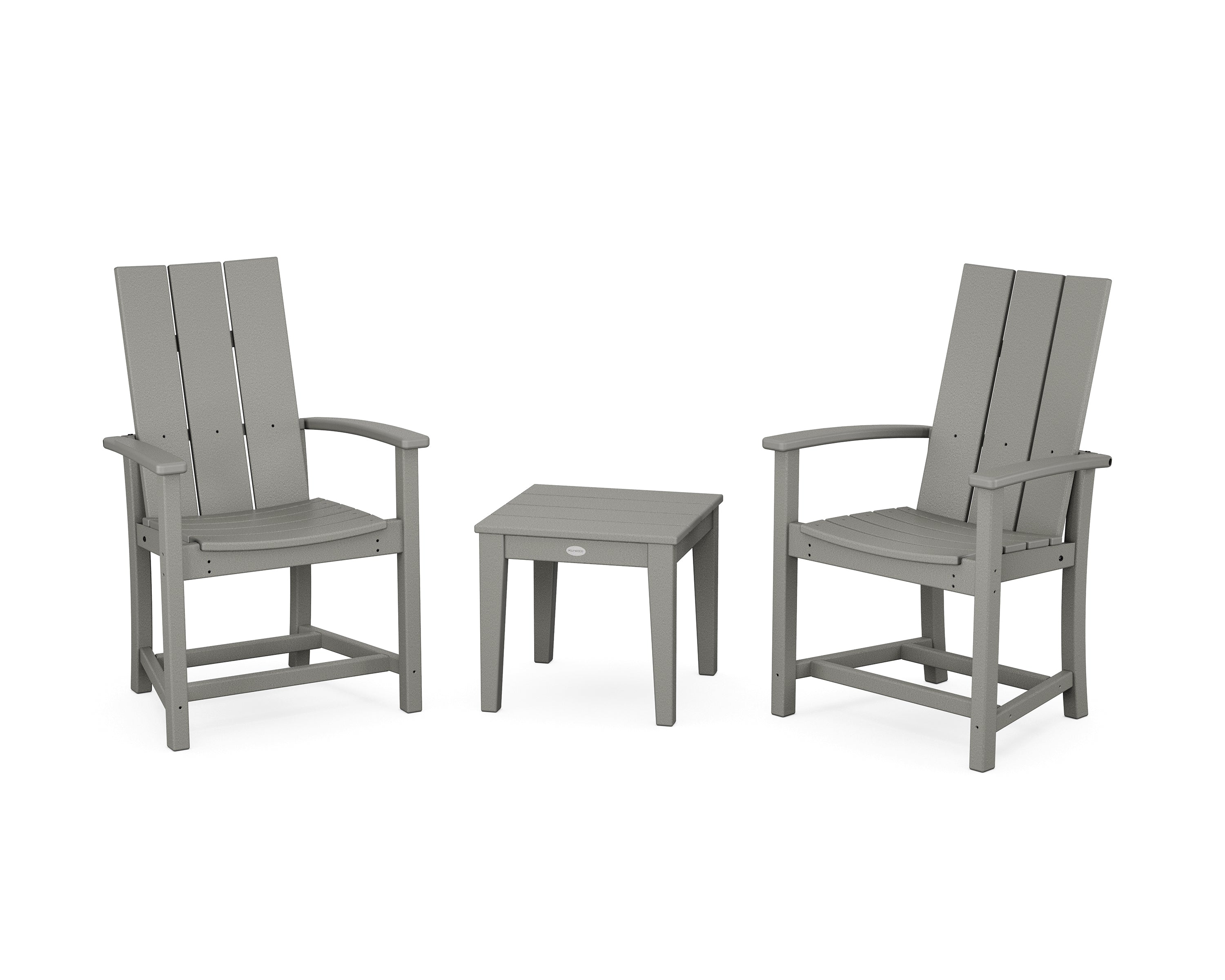 POLYWOOD Modern 3-Piece Upright Adirondack Chair Set in Slate Grey