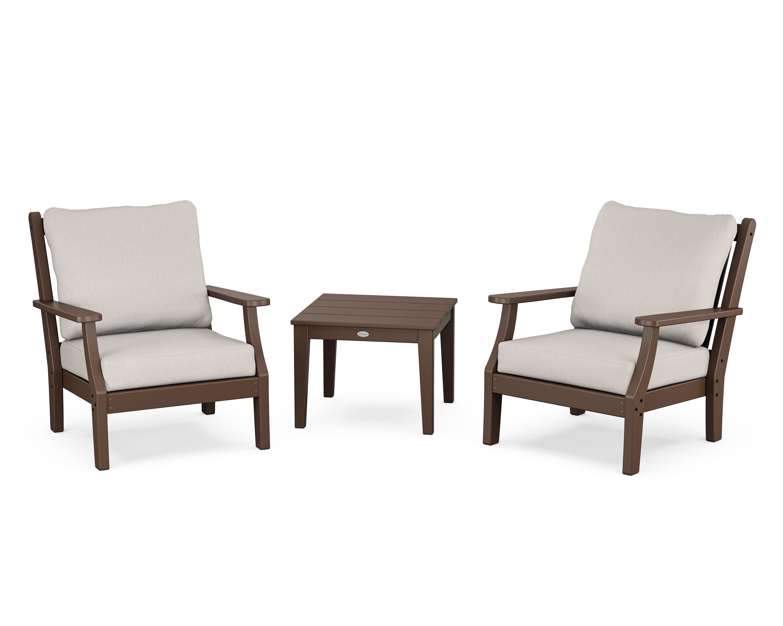 Country Living Wovendale 3-Piece Deep Seating Set in Mahogany / Cast Ash