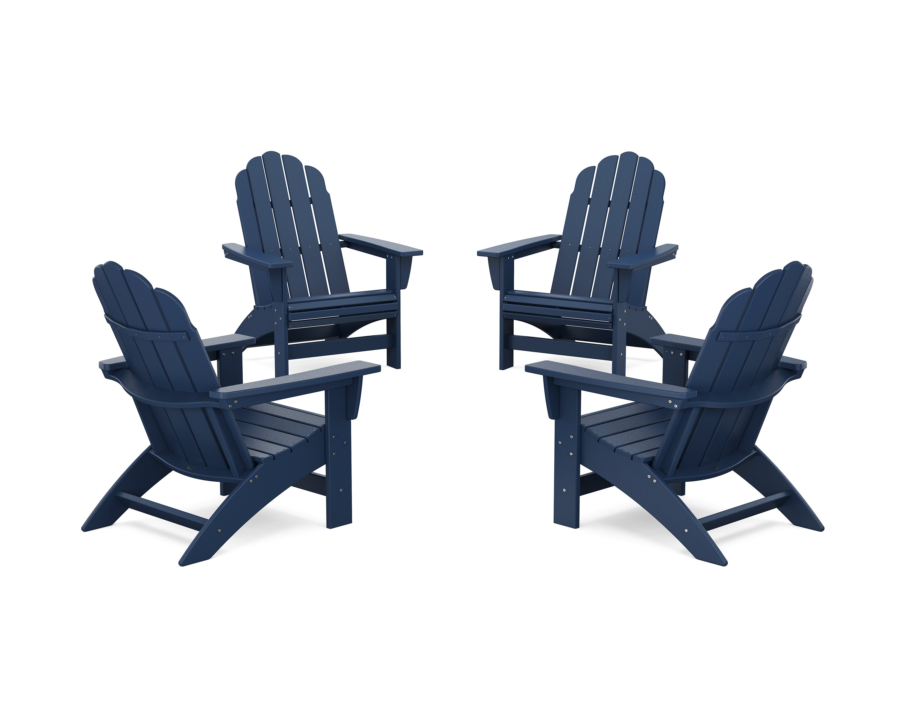 POLYWOOD 4-Piece Vineyard Grand Adirondack Chair Conversation Set in Navy