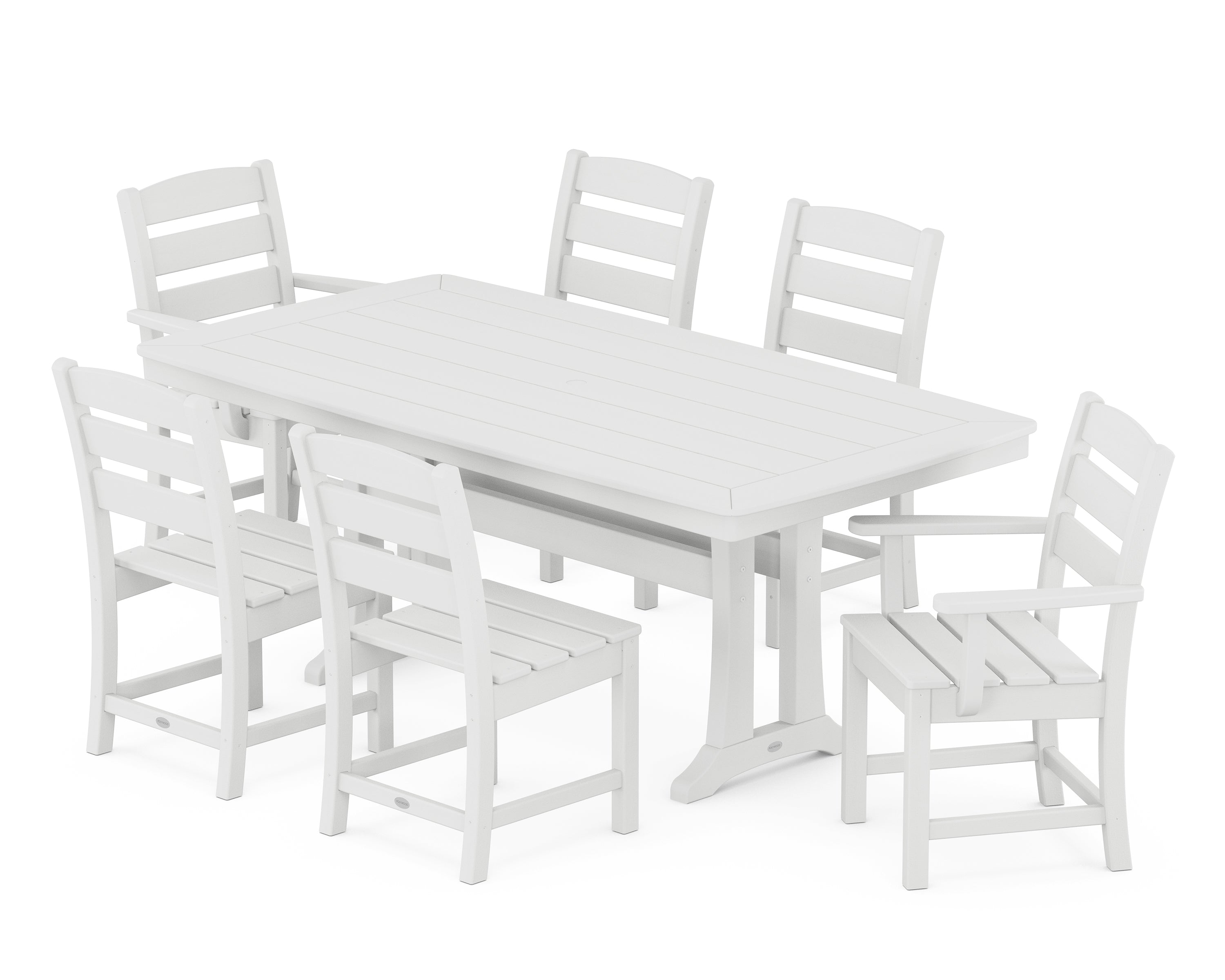 POLYWOOD® Lakeside 7-Piece Dining Set with Trestle Legs in Vintage White