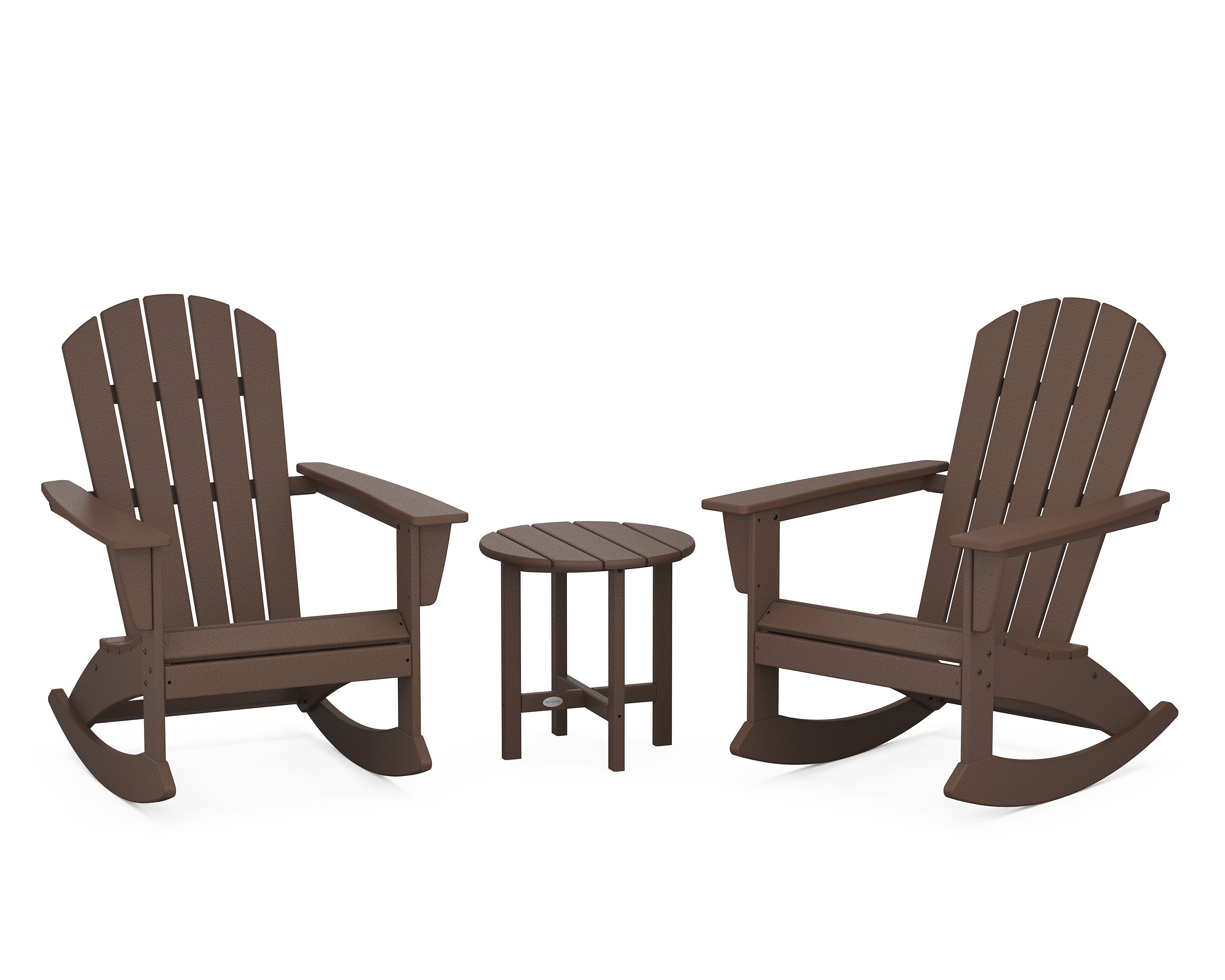 POLYWOOD Nautical 3-Piece Adirondack Rocking Chair Set in Mahogany