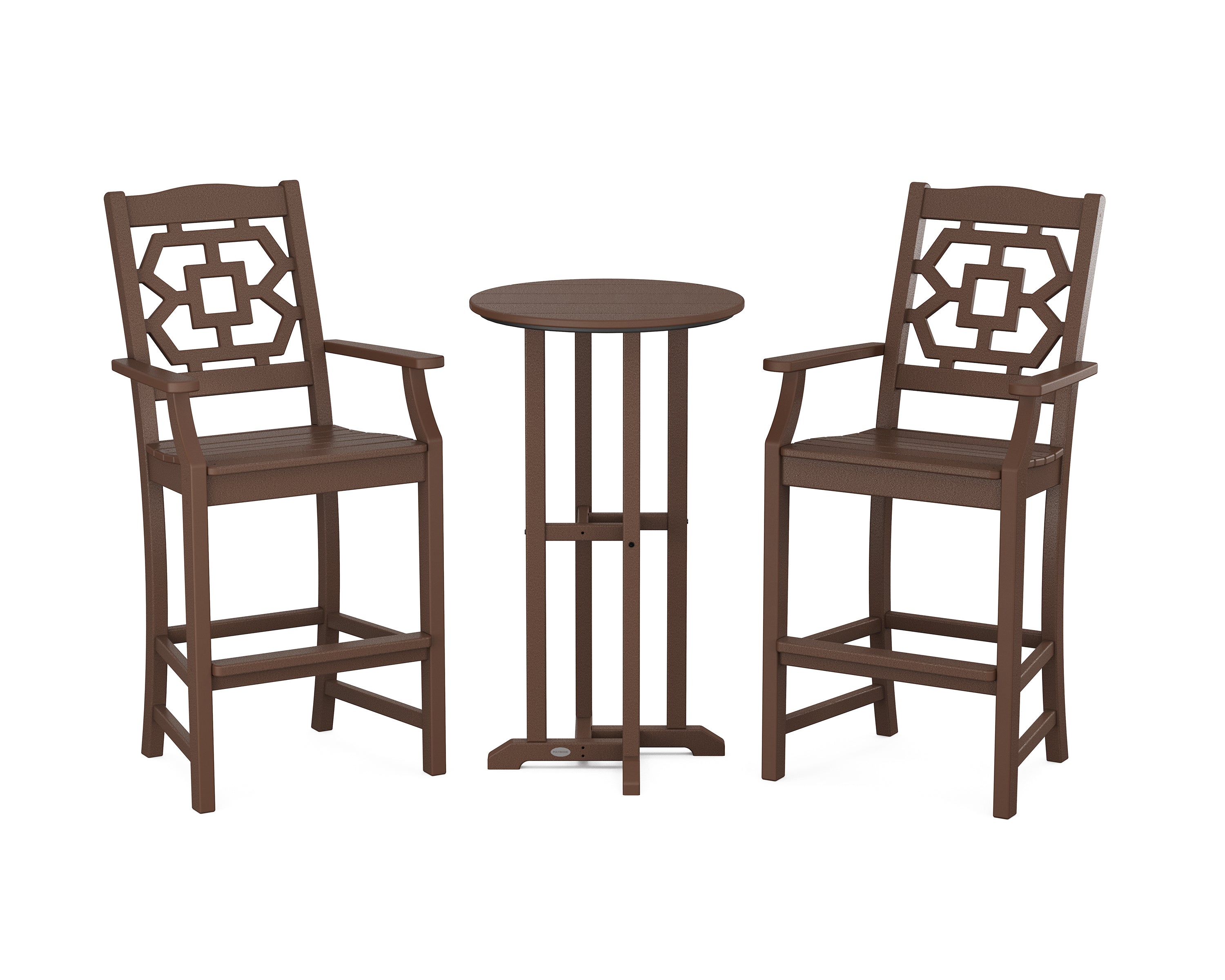 Martha Stewart by POLYWOOD Chinoiserie 3-Piece Farmhouse Bar Set in Mahogany