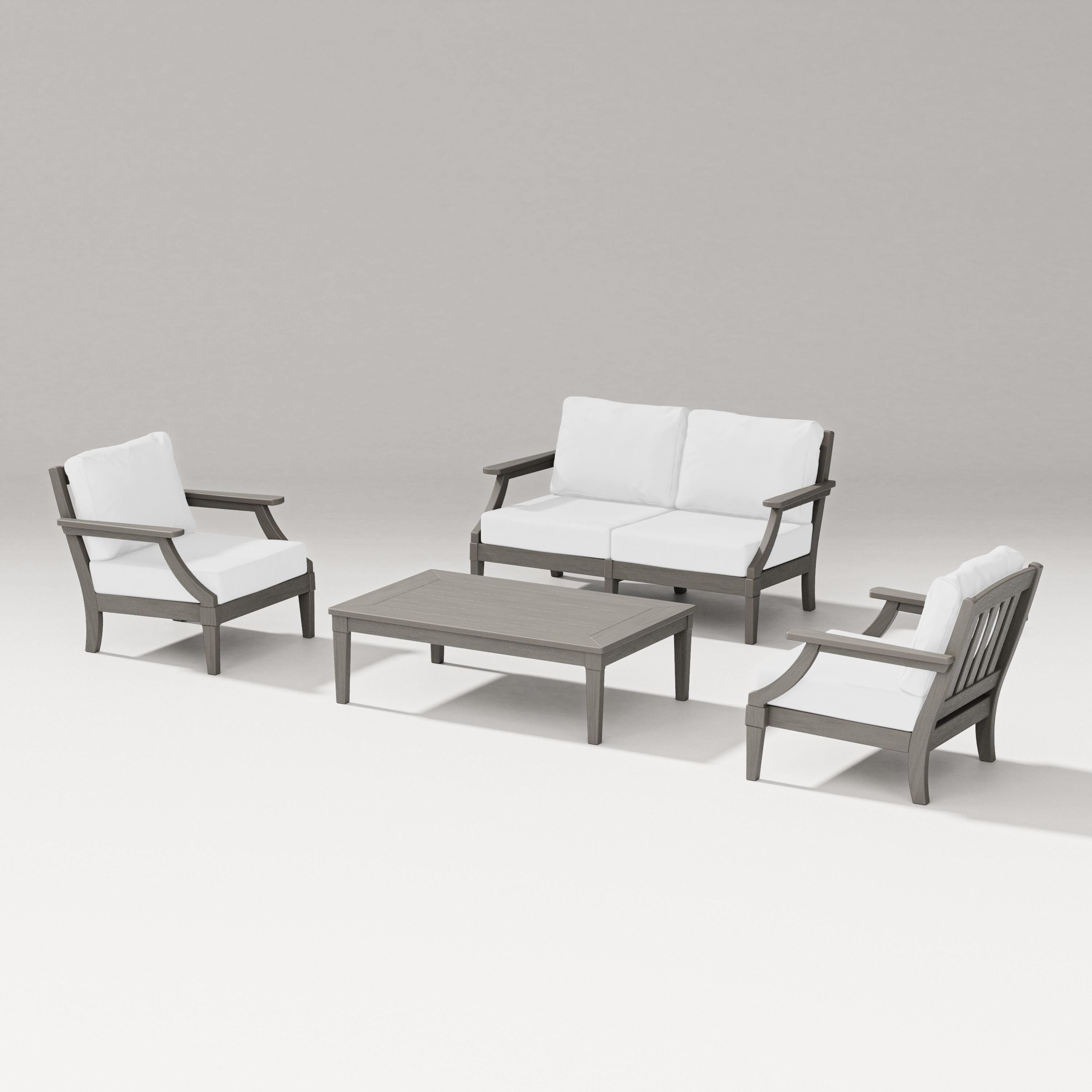 PW Designer Series Estate Lounge 4-Piece Loveseat Set in Driftwood / Natural