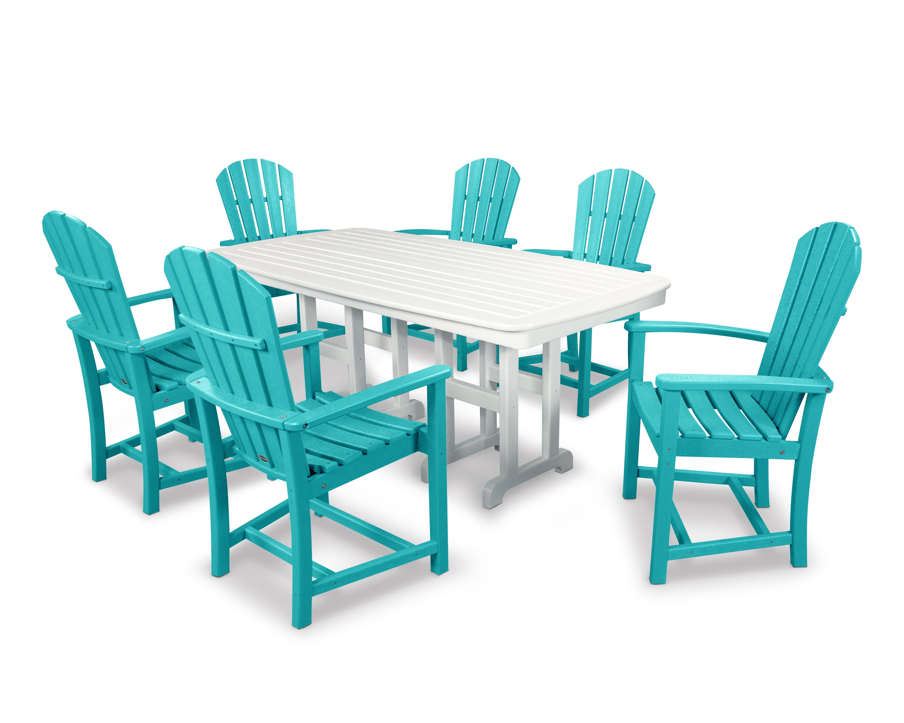POLYWOOD Palm Coast 7-Piece Dining Set in Aruba / White