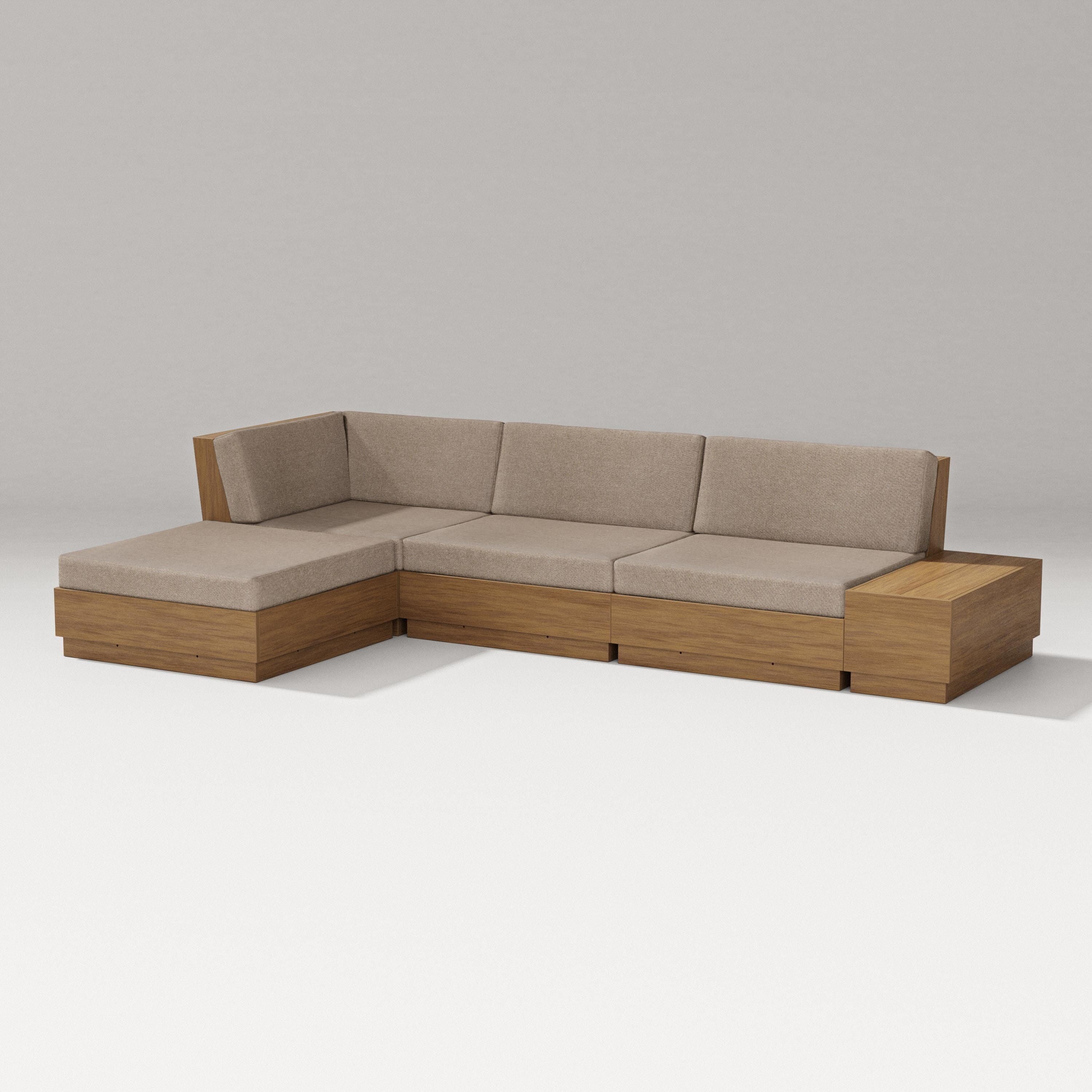 PW Designer Series Elevate Chaise Sectional in Natural / Spiced Burlap