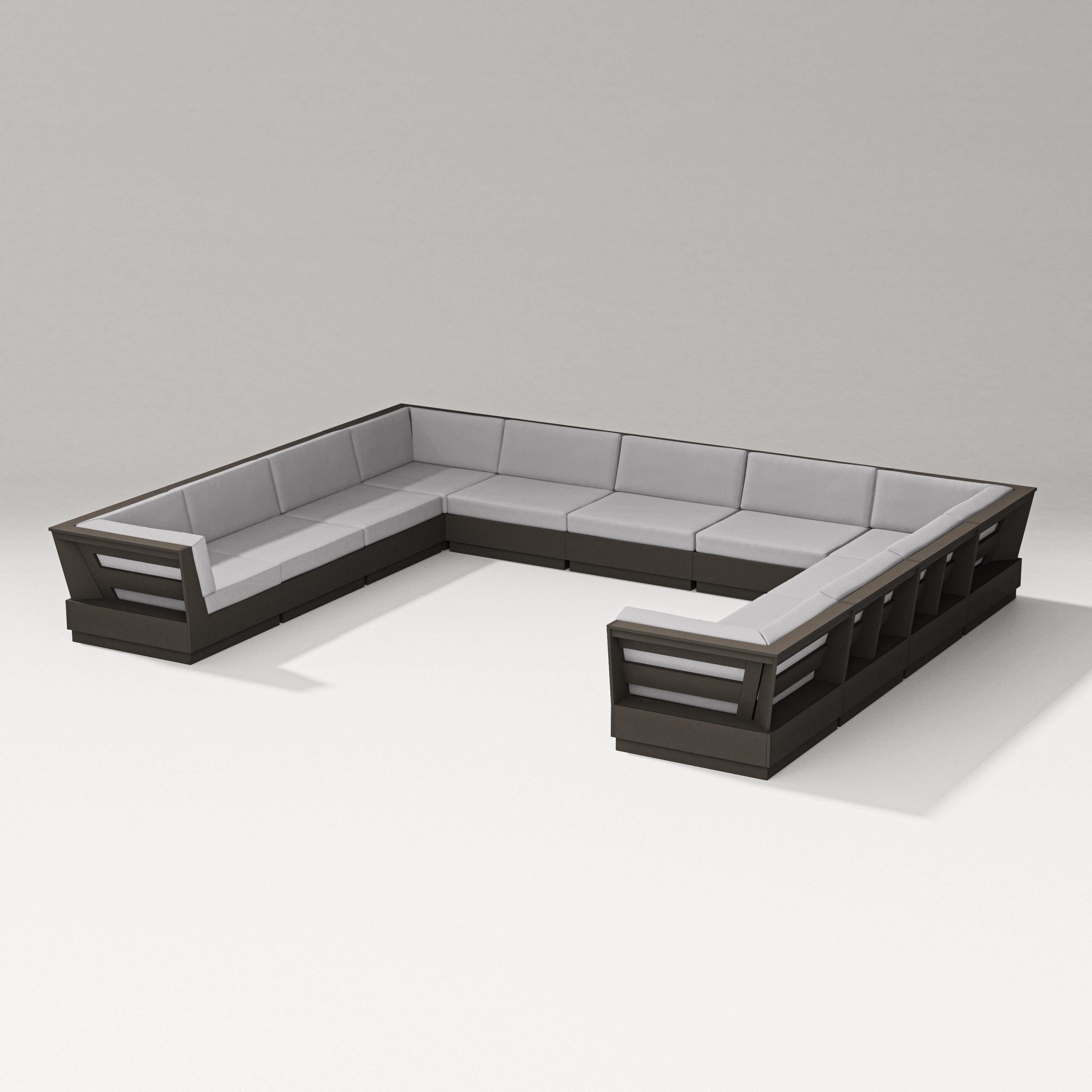 PW Designer Series Elevate Large U-Shaped Sectional in Vintage Coffee / Granite