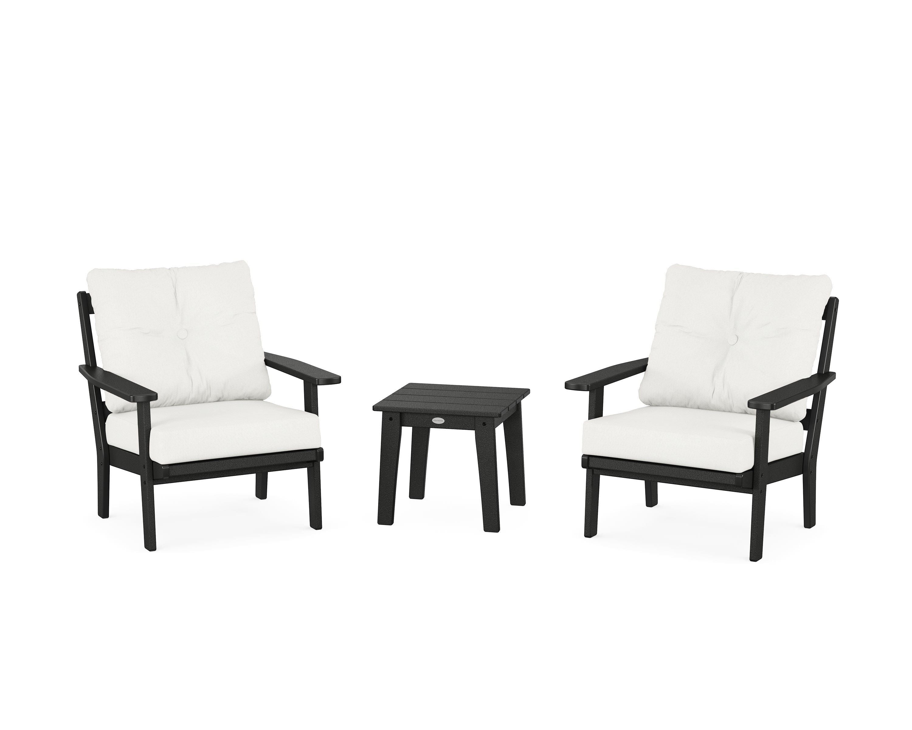 POLYWOOD Prairie 3-Piece Deep Seating Set in Black / Natural Linen