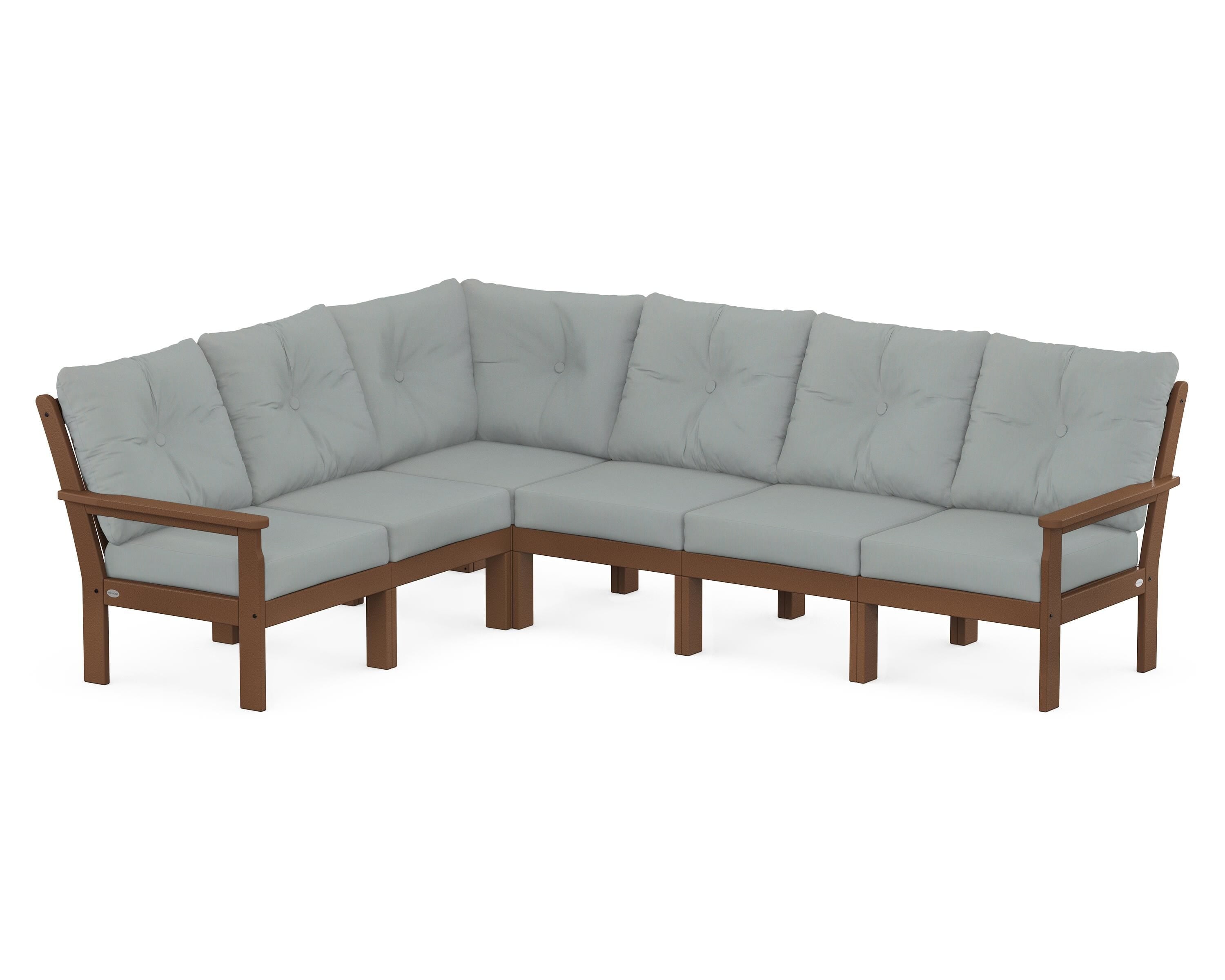 POLYWOOD Vineyard 6-Piece Sectional in Teak / Spa