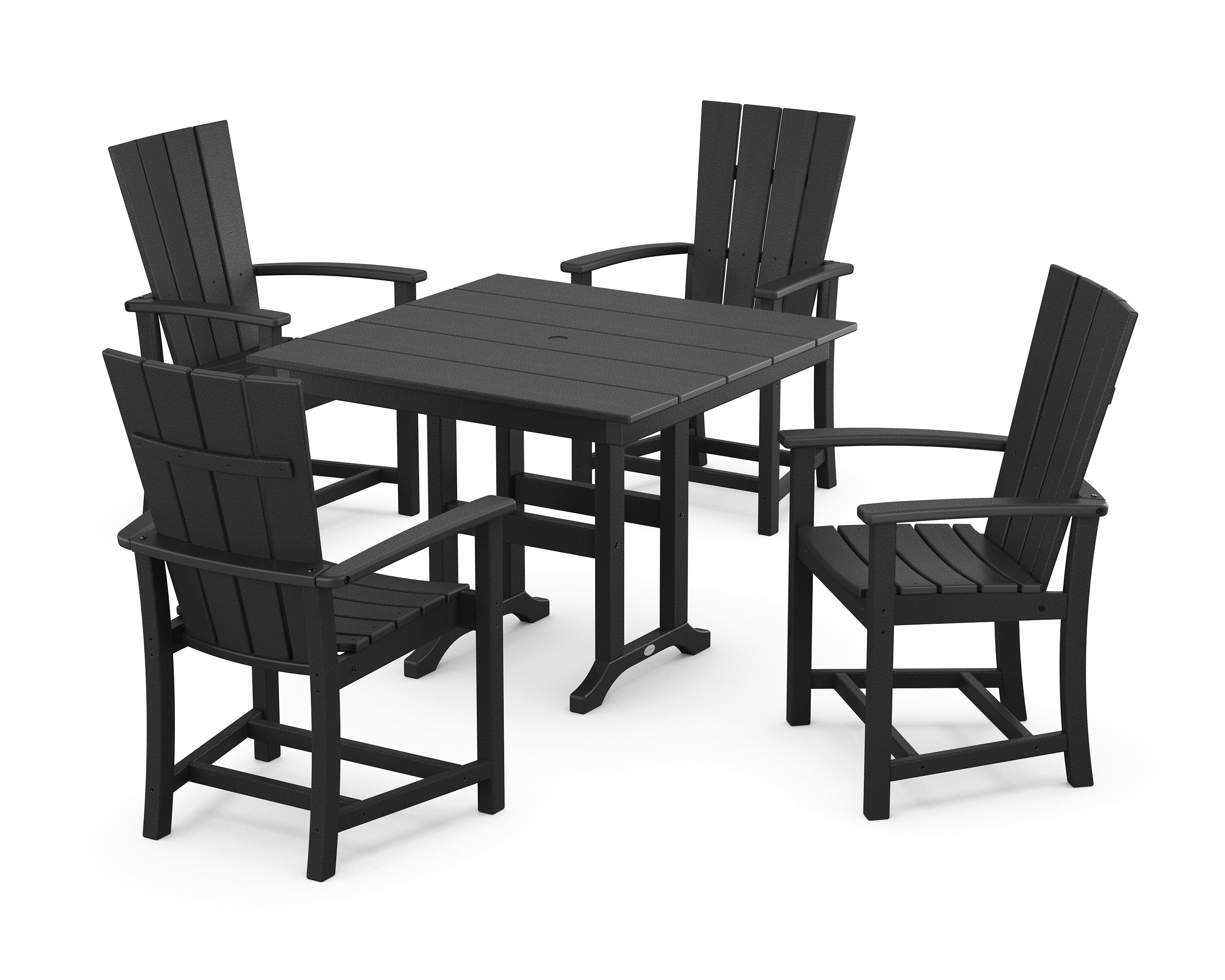 POLYWOOD® Quattro 5-Piece Farmhouse Dining Set in Black