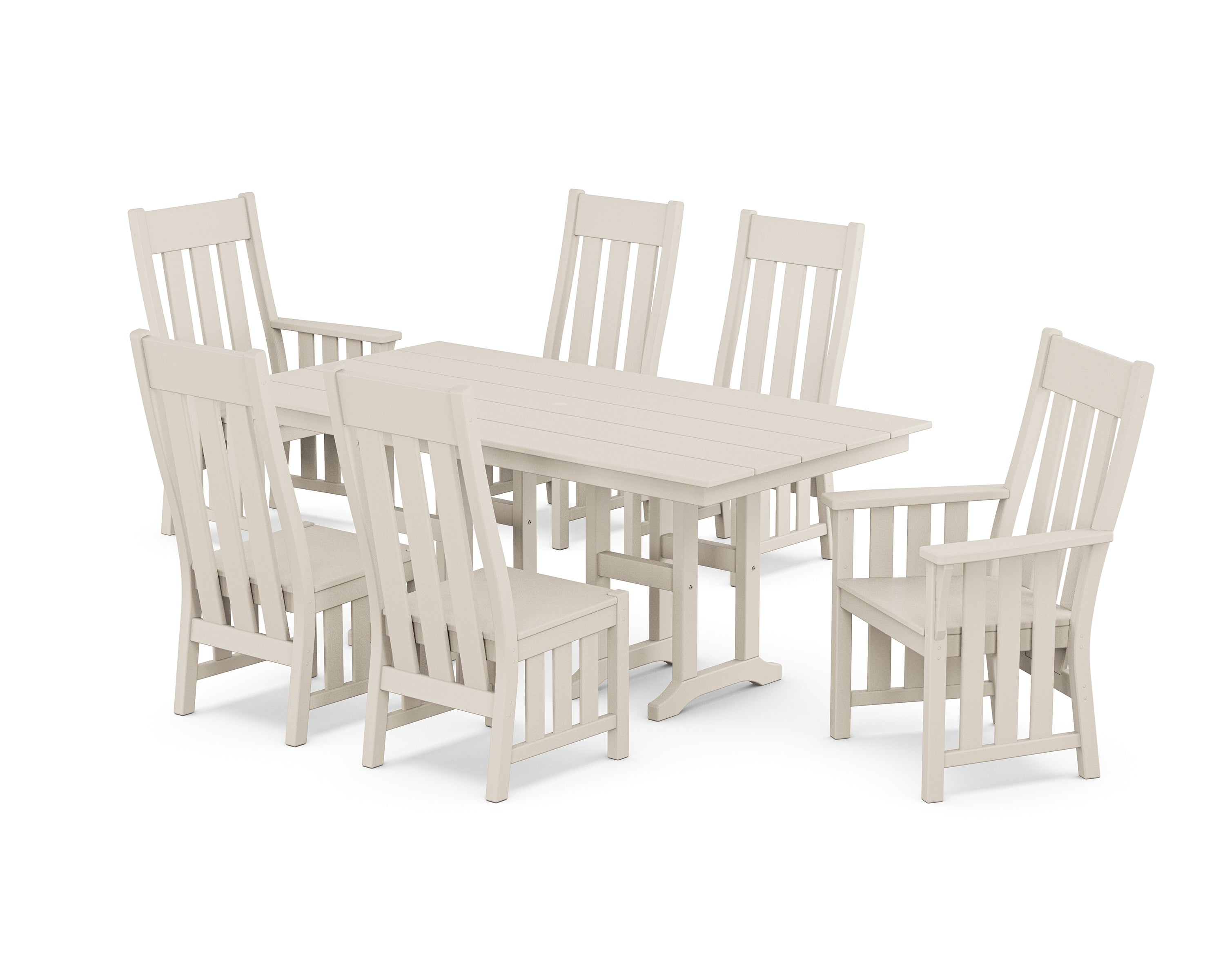 Martha Stewart by POLYWOOD Acadia 7-Piece Farmhouse Dining Set in Sand