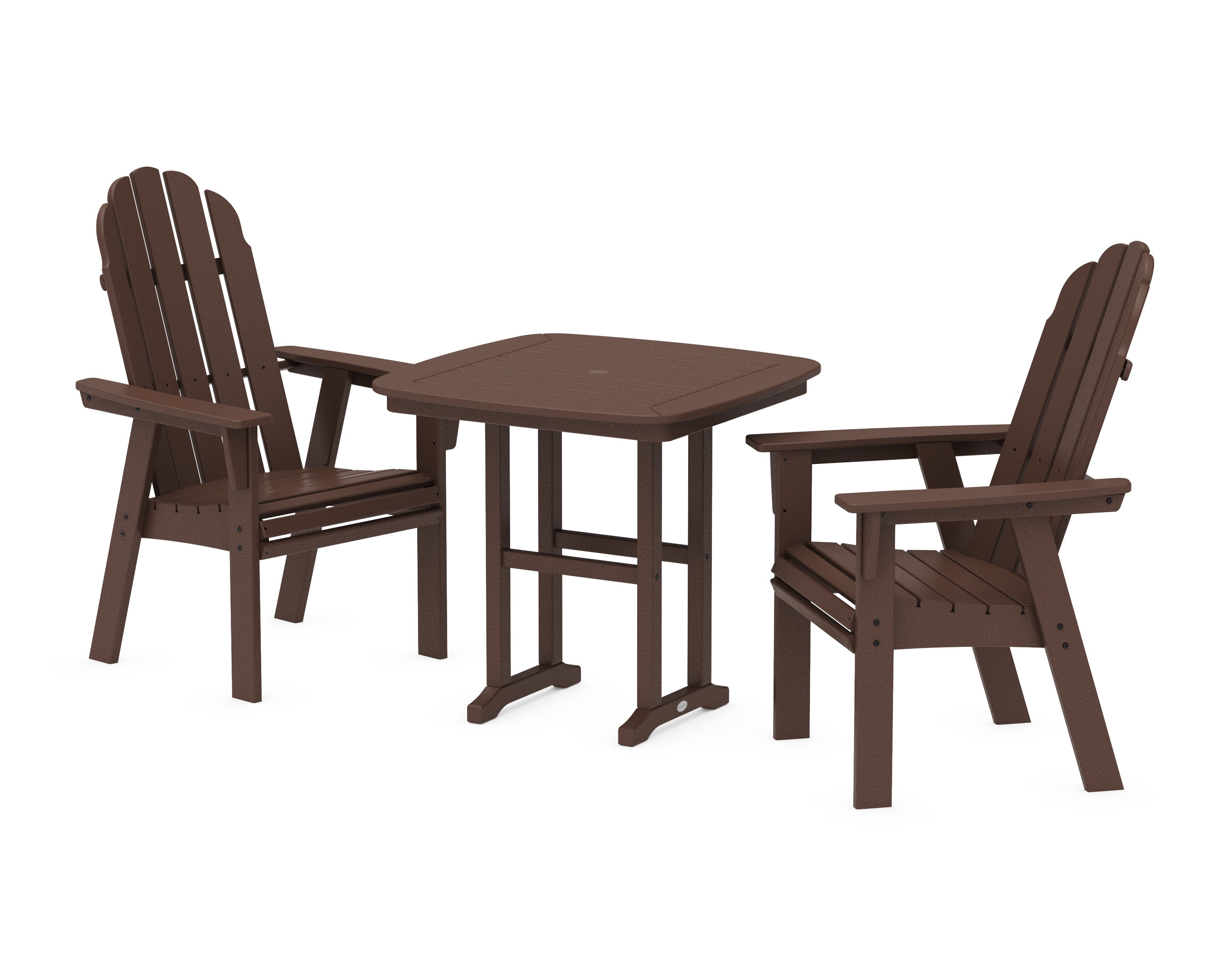 POLYWOOD Vineyard Adirondack 3-Piece Dining Set in Mahogany