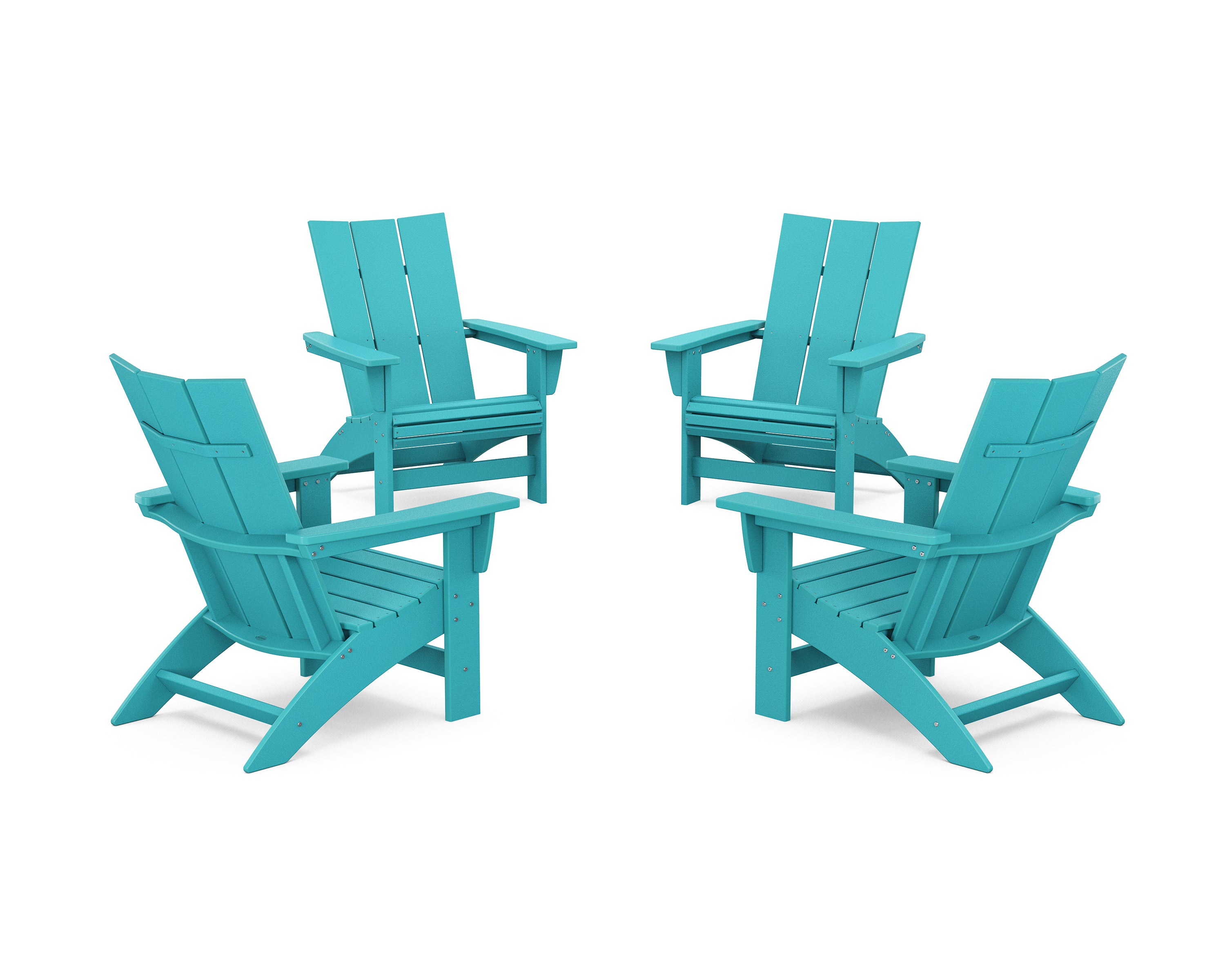 POLYWOOD 4-Piece Modern Grand Adirondack Chair Conversation Set in Aruba
