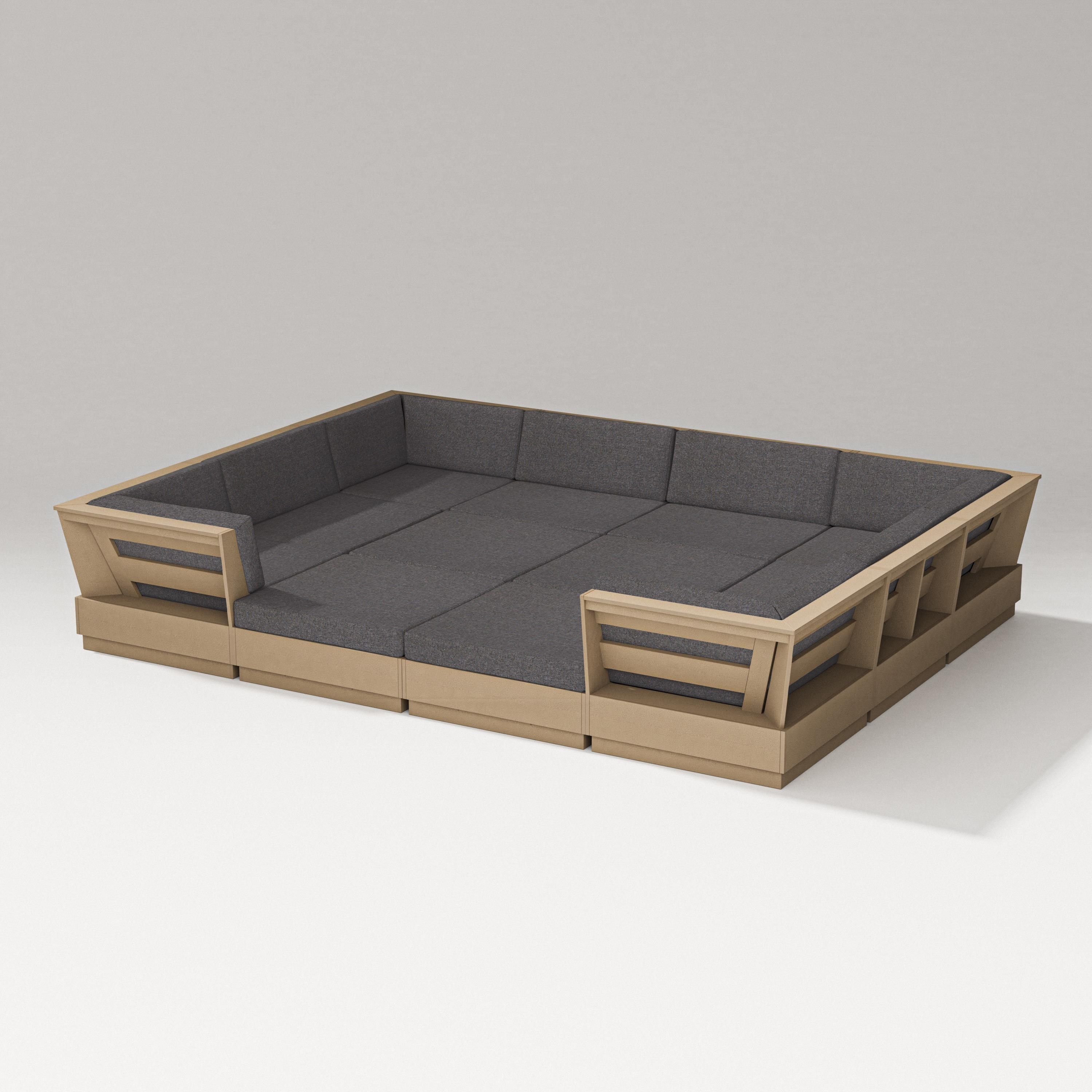 PW Designer Series Elevate 12-Piece Pit Sectional in Vintage Sahara / Ash Charcoal