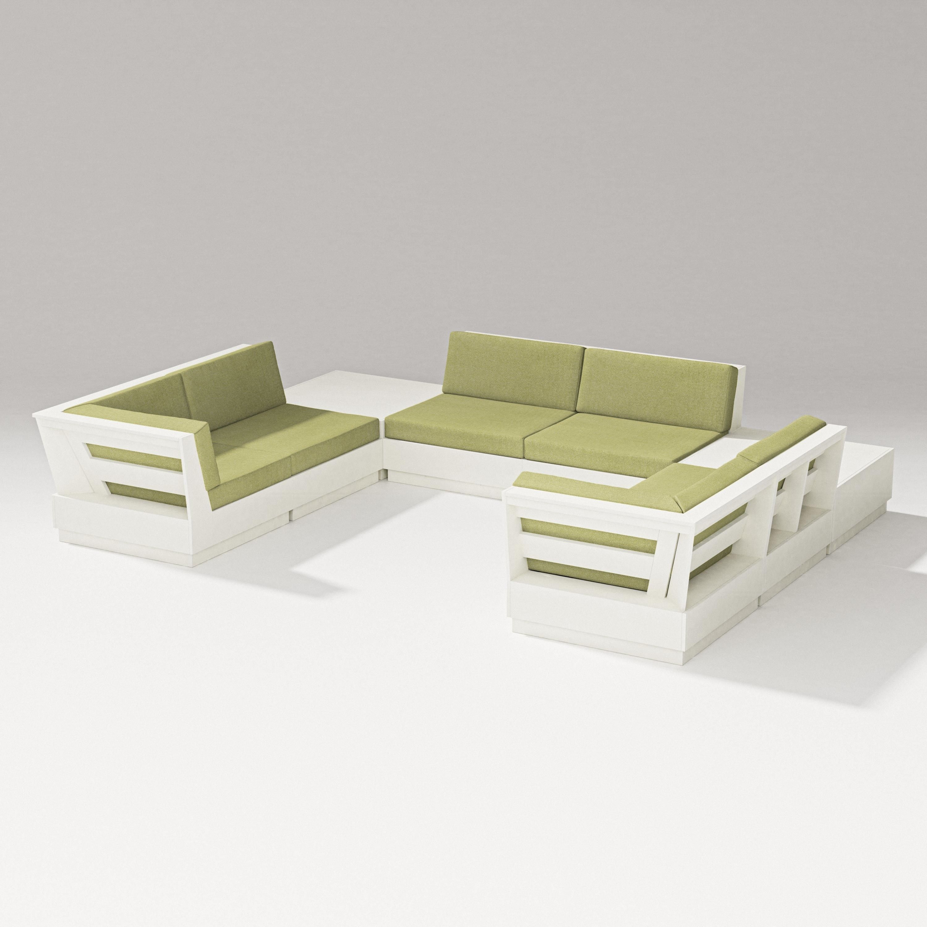 PW Designer Series Elevate 8-Piece U-Shaped Sectional in Vintage White / Chartreuse Boucle
