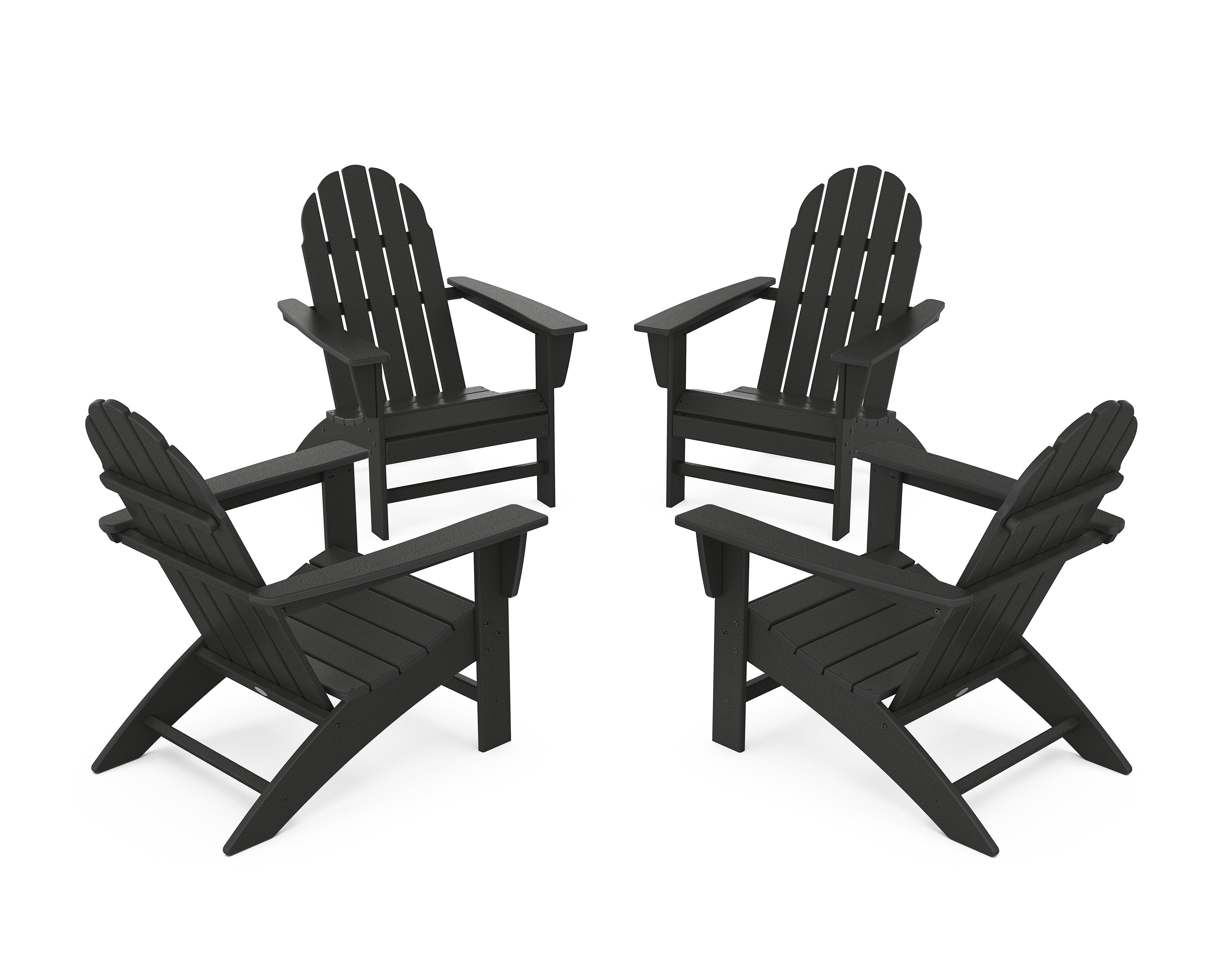 POLYWOOD Vineyard 4-Piece Adirondack Conversation Set in Black