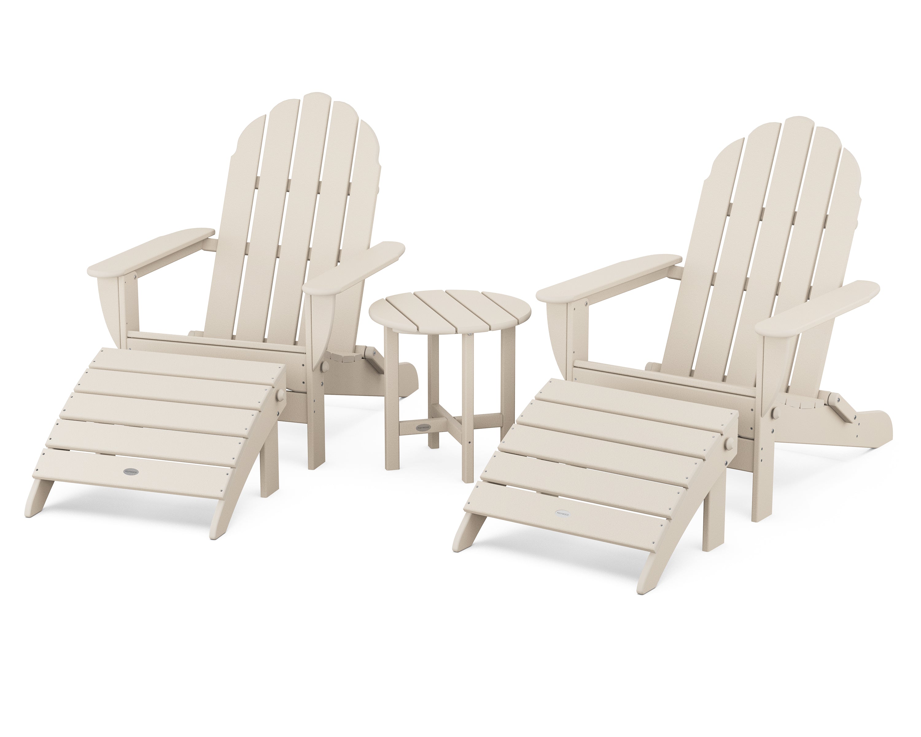 POLYWOOD Classic Oversized Adirondack 5-Piece Casual Set in Sand