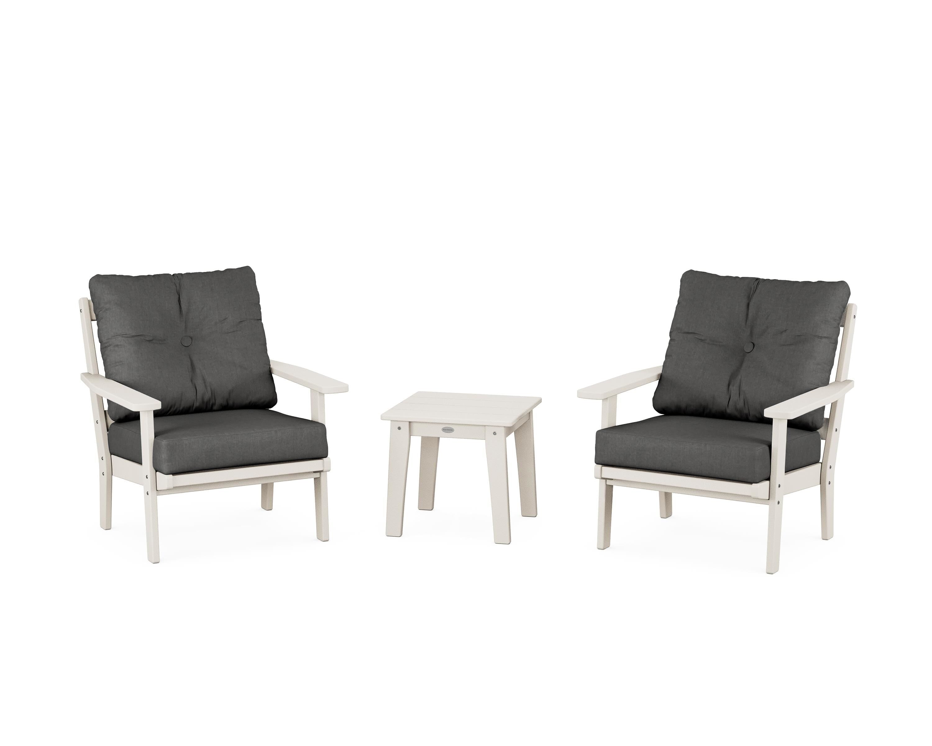 POLYWOOD Oxford 3-Piece Deep Seating Set in Sand / Spectrum Carbon