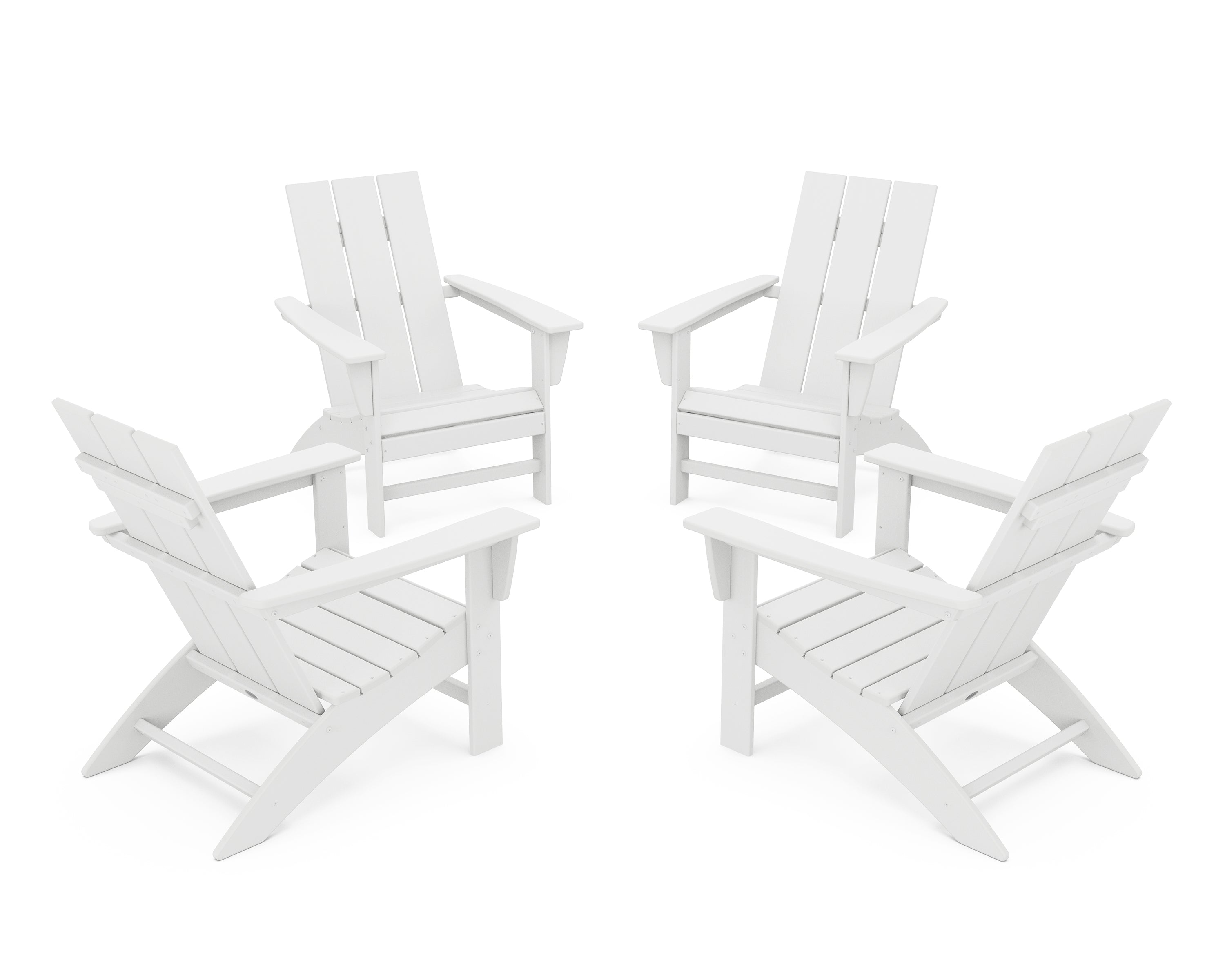 POLYWOOD® 4-Piece Modern Adirondack Chair Conversation Set in White