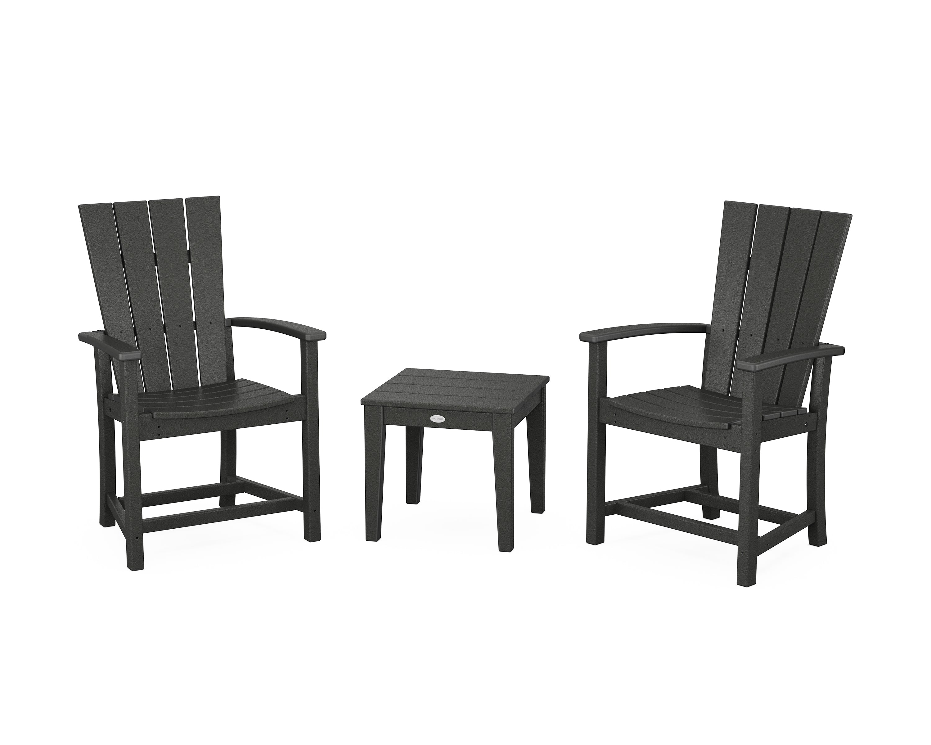POLYWOOD Quattro 3-Piece Upright Adirondack Chair Set in Black