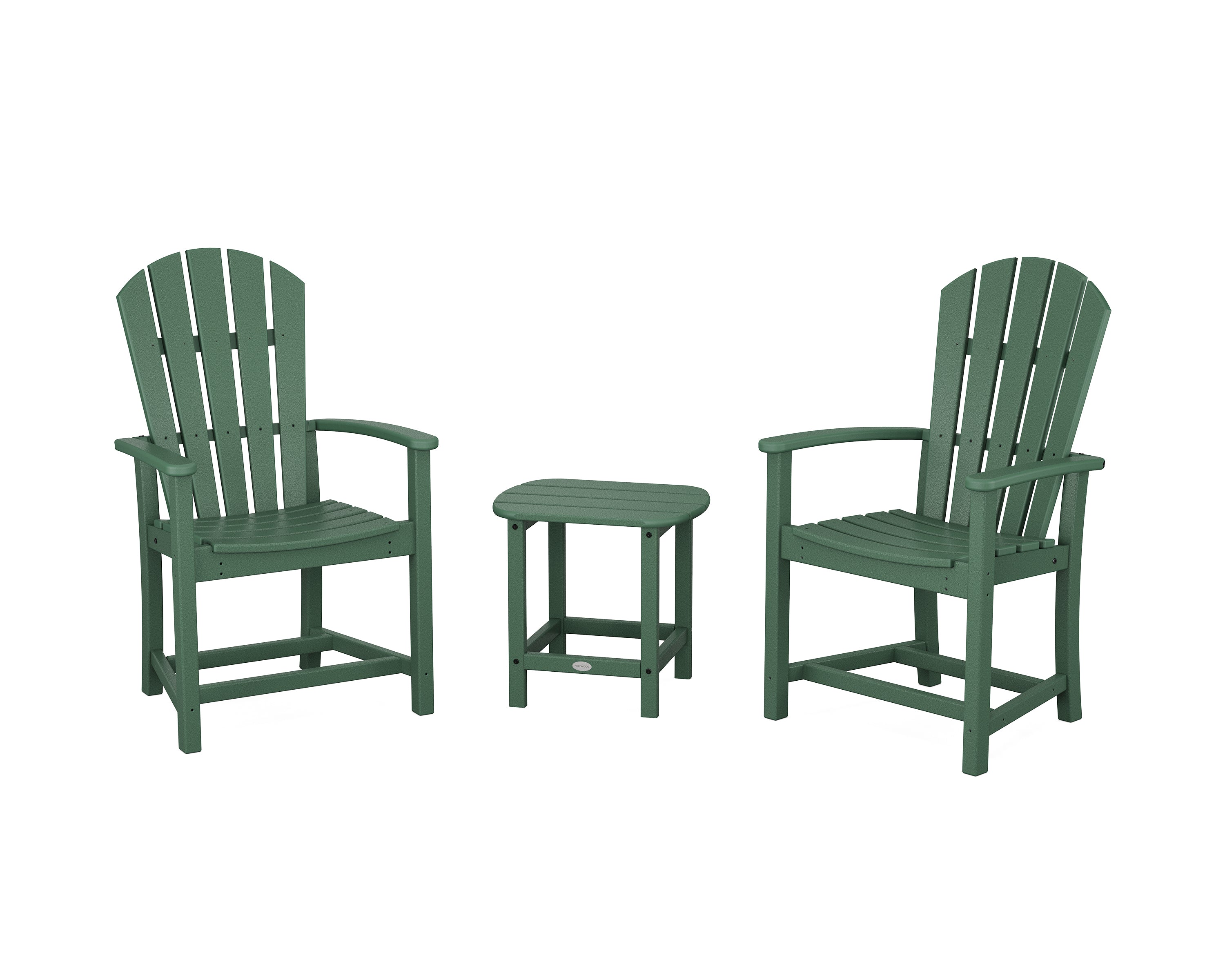 POLYWOOD Palm Coast 3-Piece Upright Adirondack Chair Set in Green