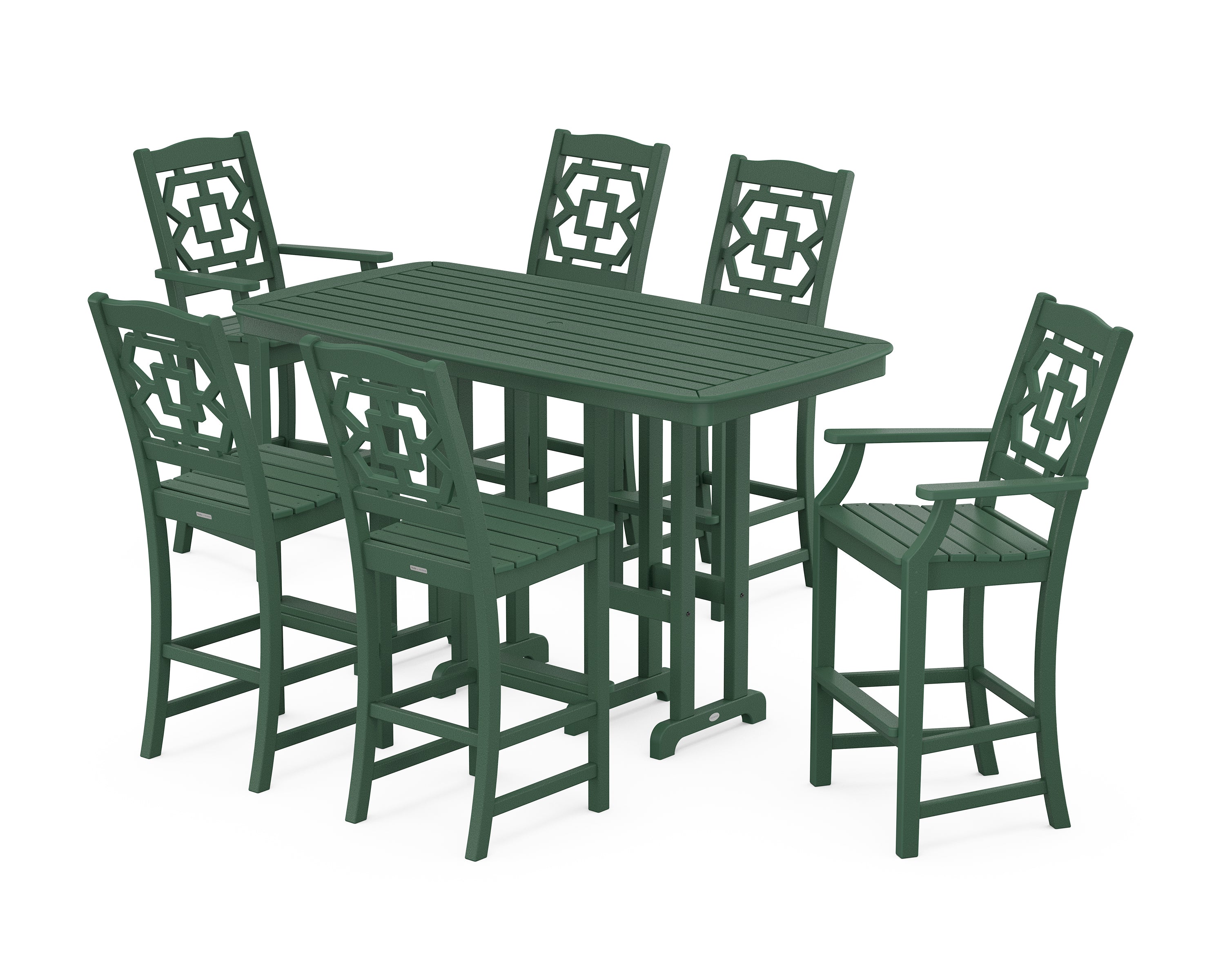Martha Stewart by POLYWOOD Chinoiserie 7-Piece Bar Set in Green