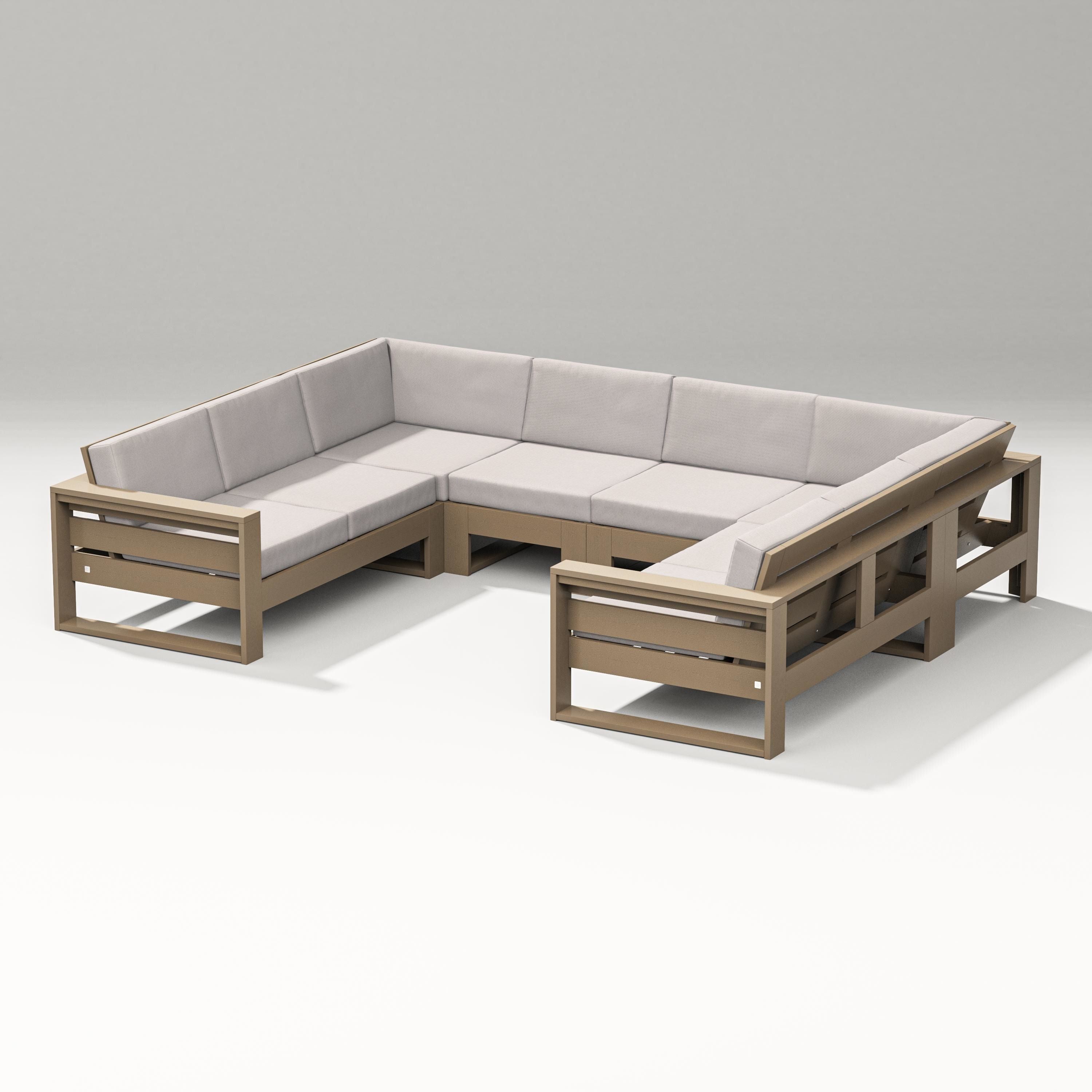 PW Designer Series Latitude U-Shaped Sectional in Vintage Sahara / Dune Burlap