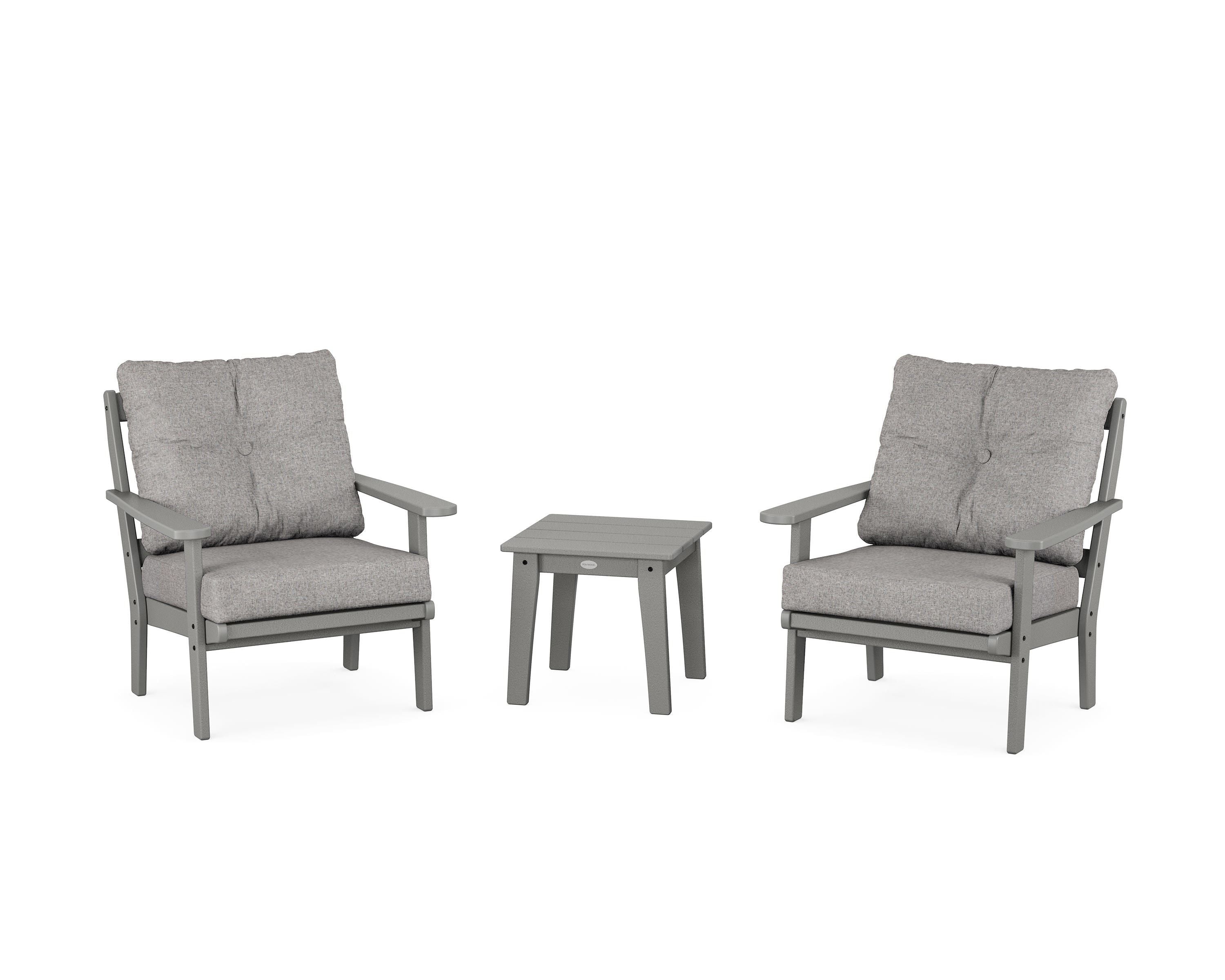 POLYWOOD Mission 3-Piece Deep Seating Set in Slate Grey / Grey Mist