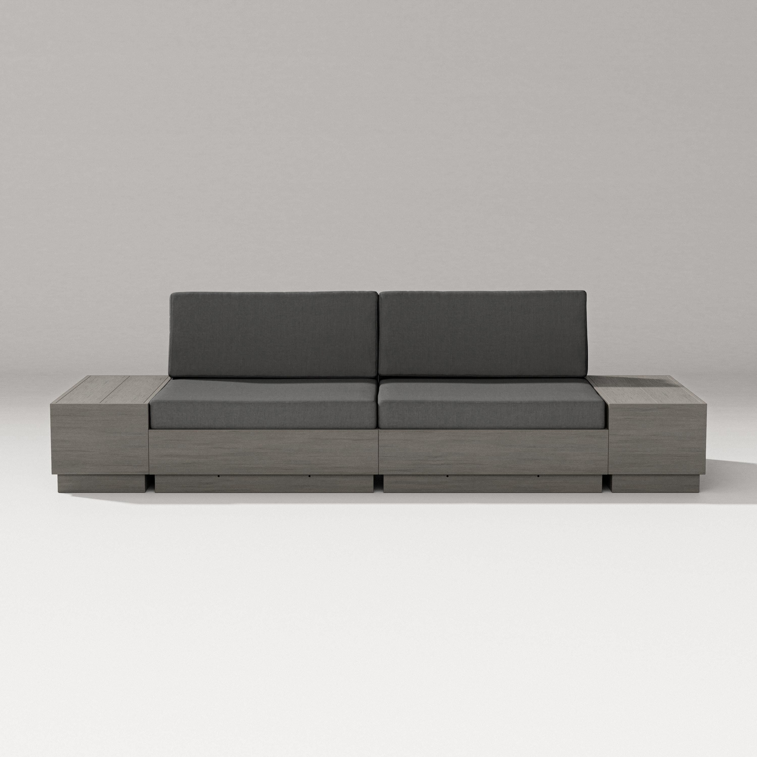 PW Designer Series Elevate 4-Piece Loveseat Sectional in Driftwood / Spectrum Carbon