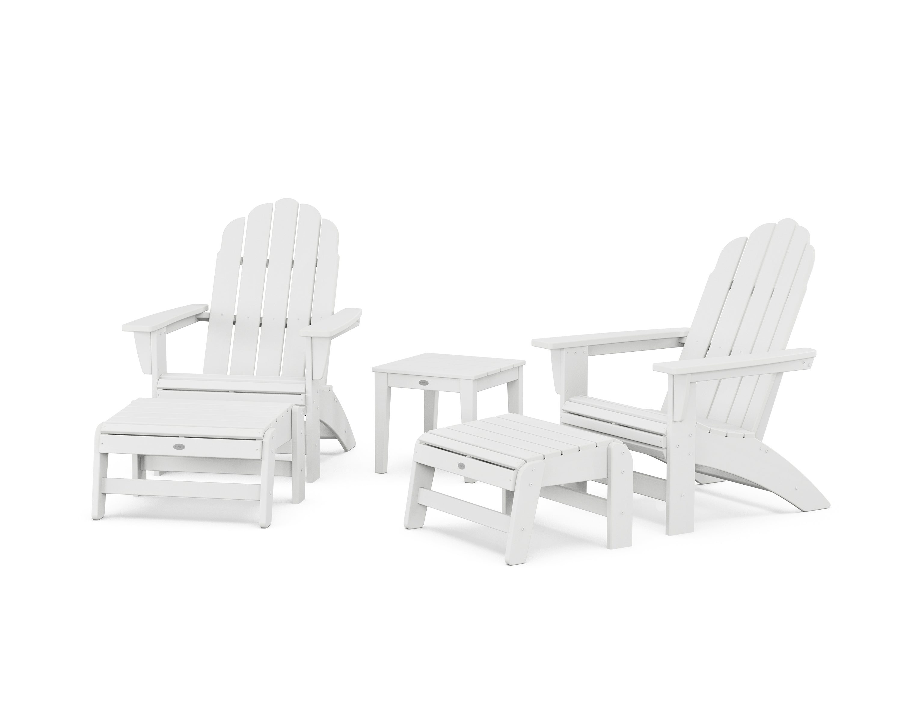 POLYWOOD 5-Piece Vineyard Grand Adirondack Set in White