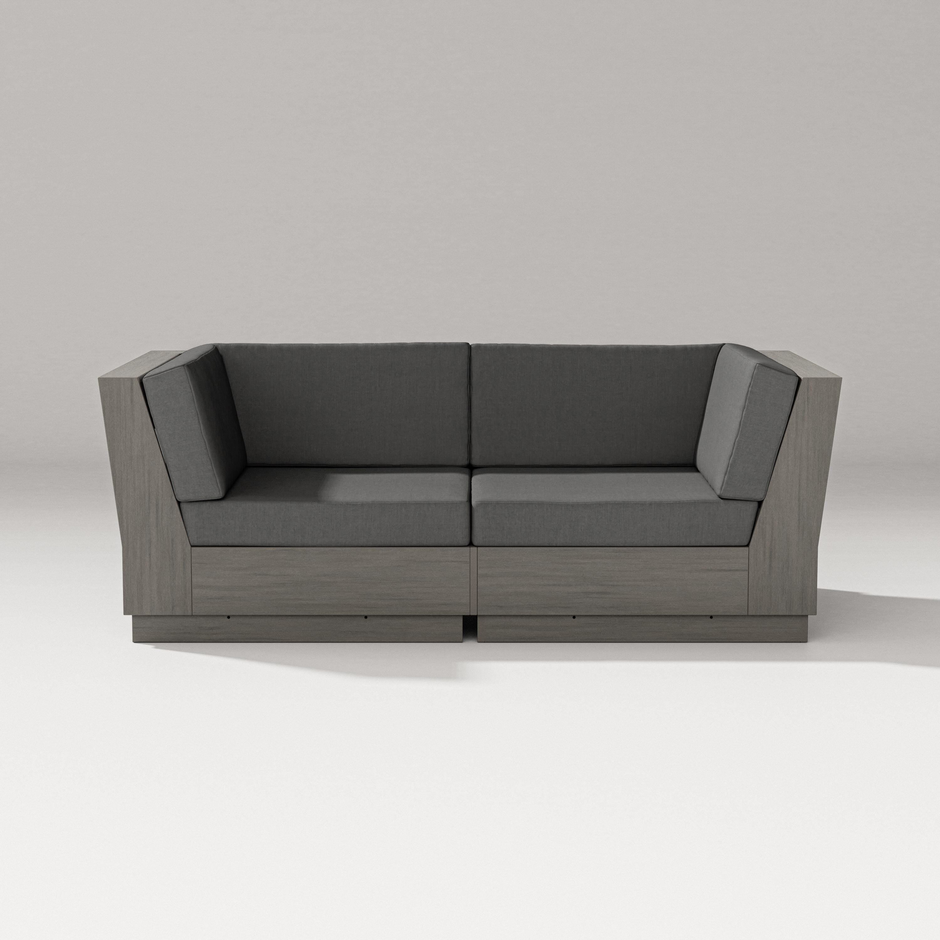 PW Designer Series Elevate Loveseat Sectional in Driftwood / Spectrum Carbon