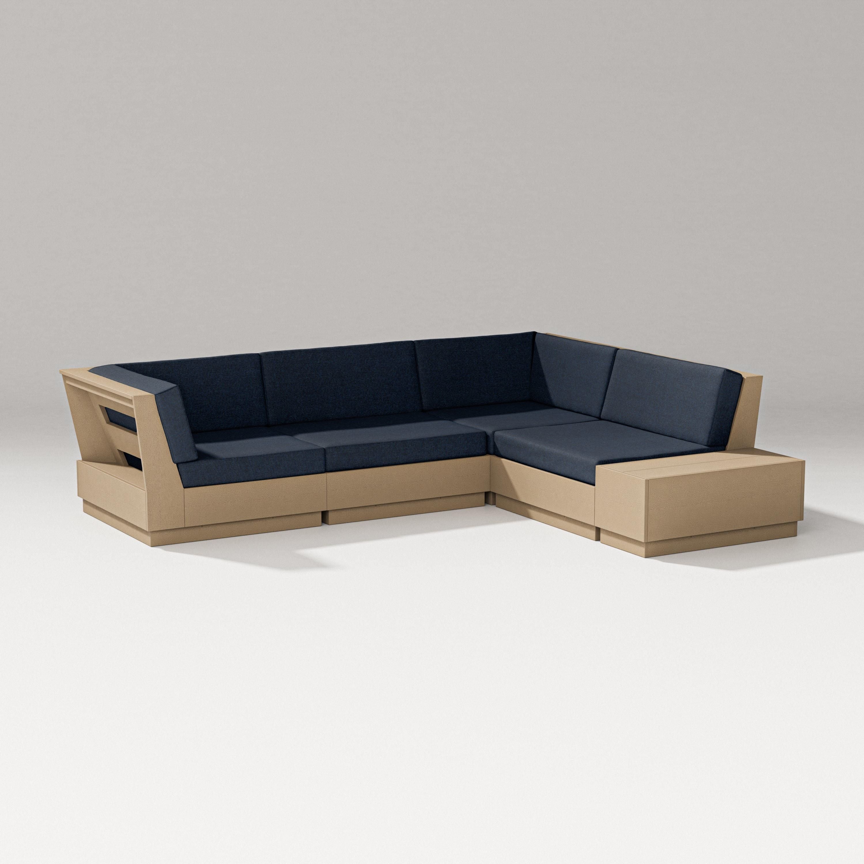 PW Designer Series Elevate Corner Sectional in Vintage Sahara / Marine Indigo