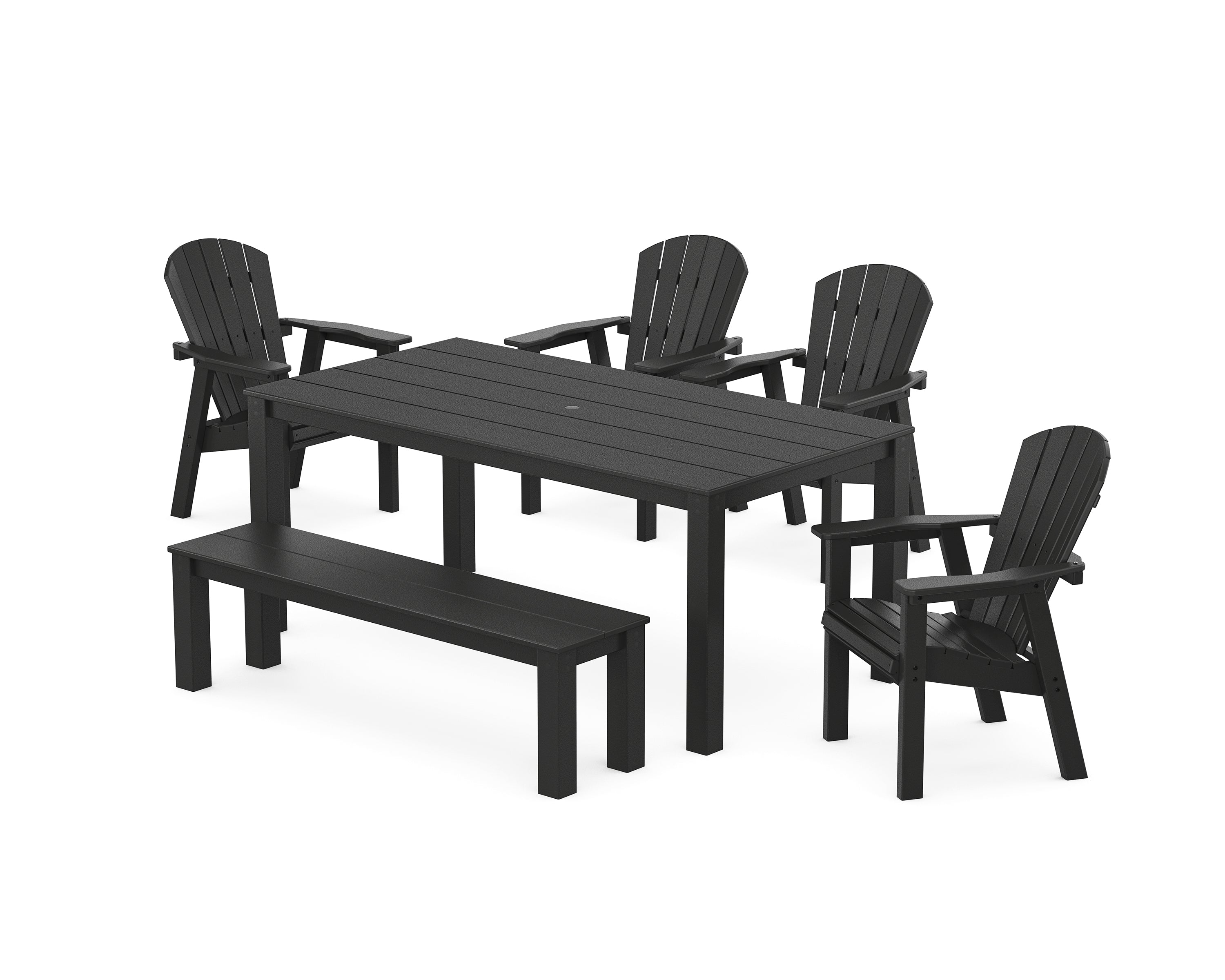 POLYWOOD Seashell 6-Piece Parsons Dining Set with Bench in Black