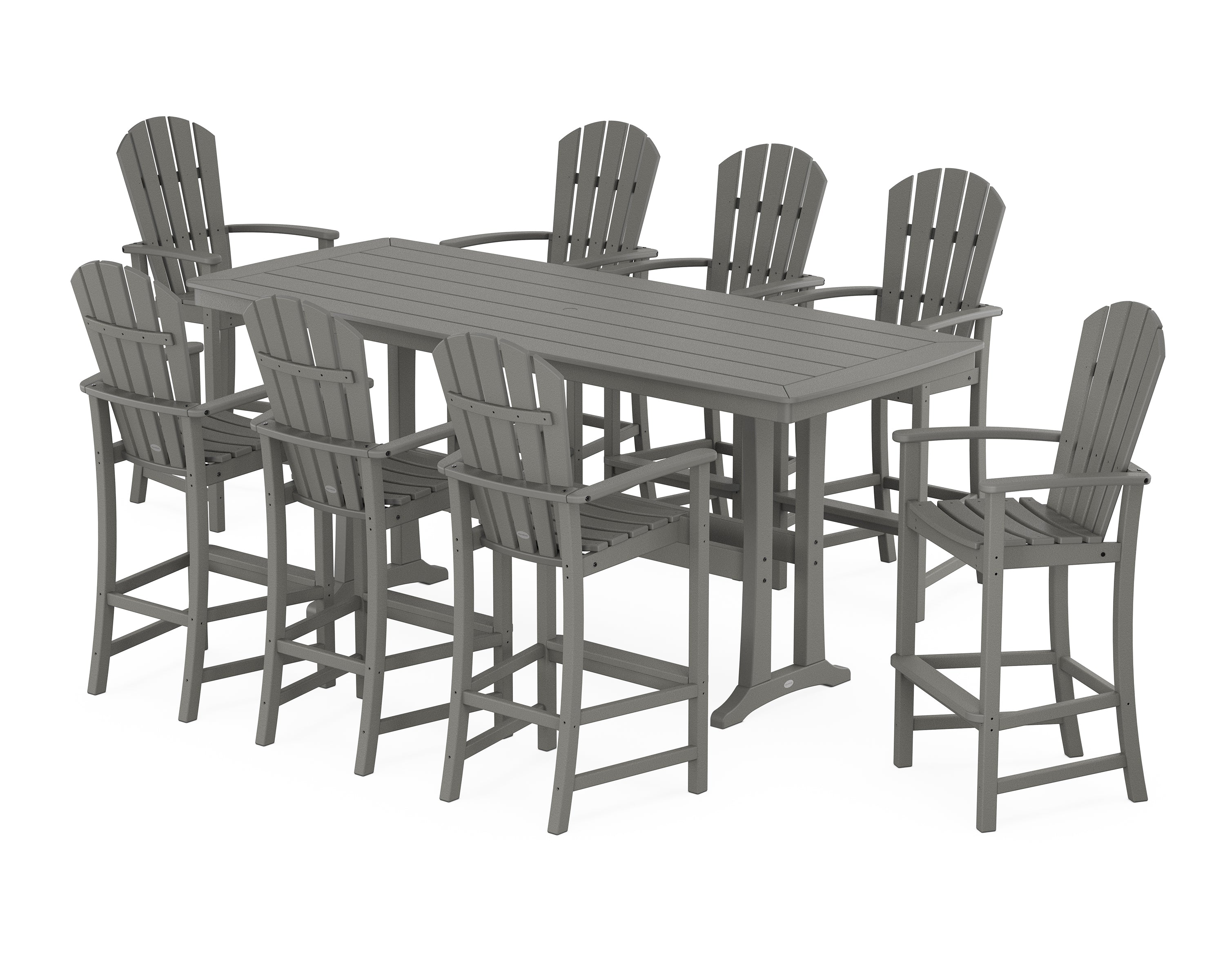 POLYWOOD Palm Coast 9-Piece Bar Set with Trestle Legs in Slate Grey