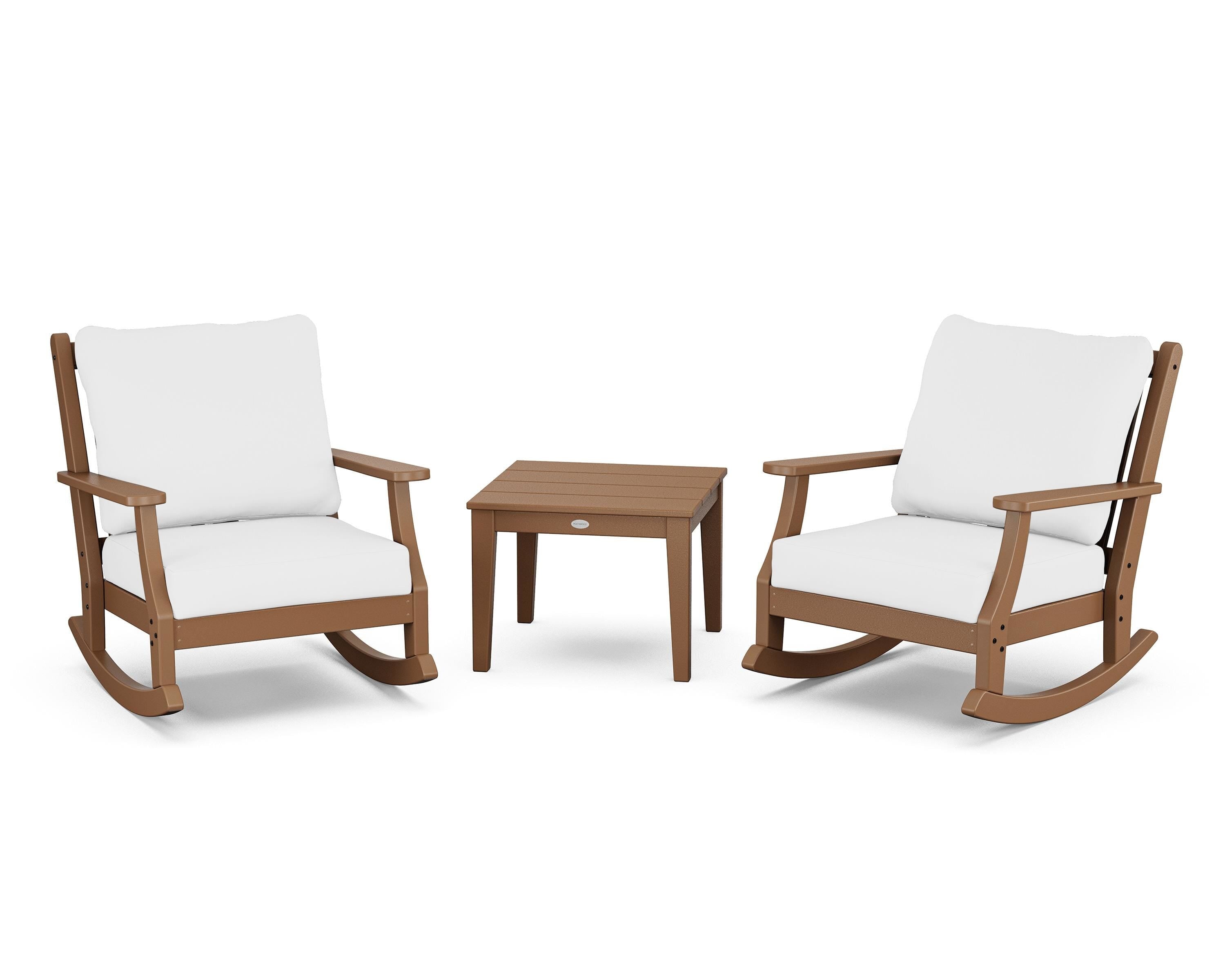 Country Living Wovendale 3-Piece Deep Seating Rocker Set in Teak / Natural